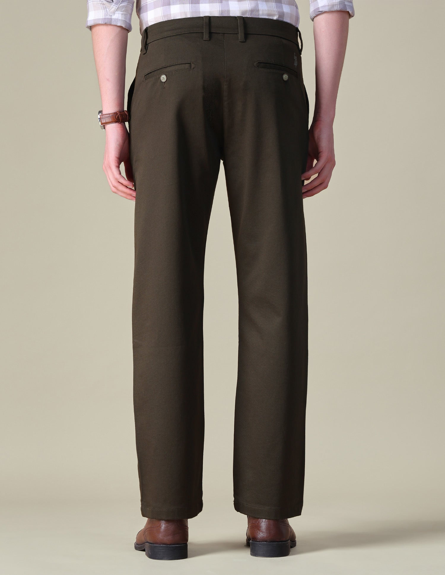 Dobby Riley Straight Fit Trousers Choco Brown - U.S. POLO ASSN. | Large