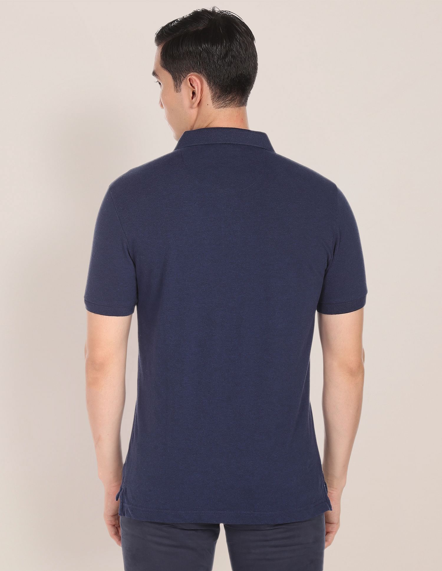 Men Dark Blue Pique Logo Polo Shirt – U.S. Polo Assn. India