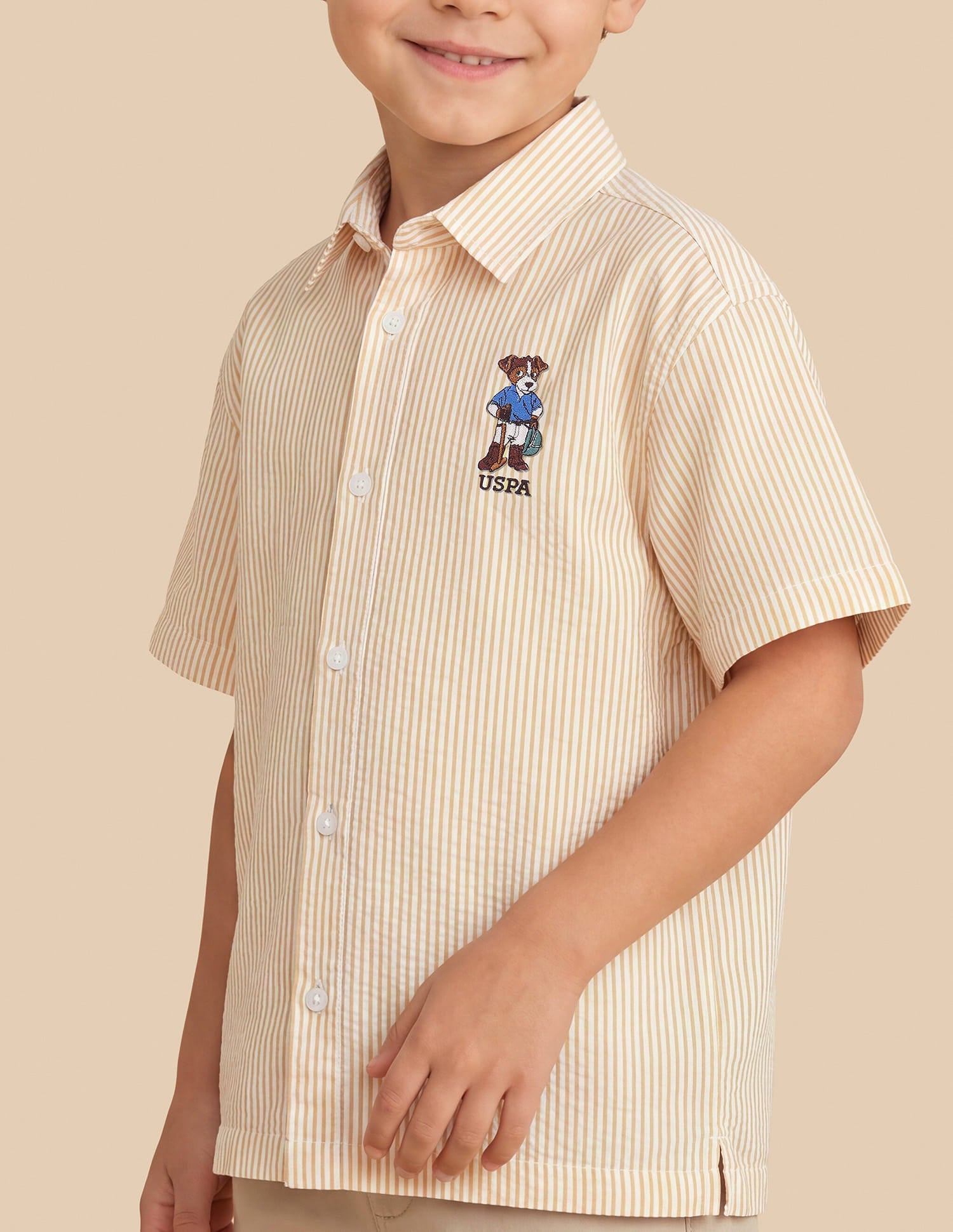 Vertical Striped Boxy Fit Shirt Mustard - U.S. Polo Assn. India | Large