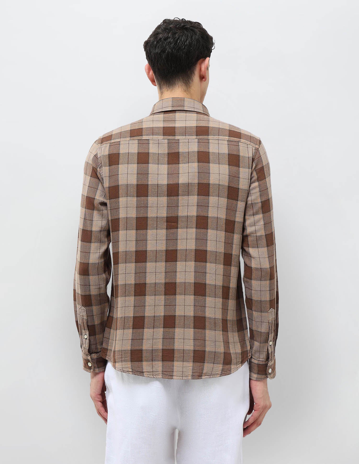 Tartan Checked Regular Fit Shirt Medium Brown - U.S. Polo Assn. India | Large