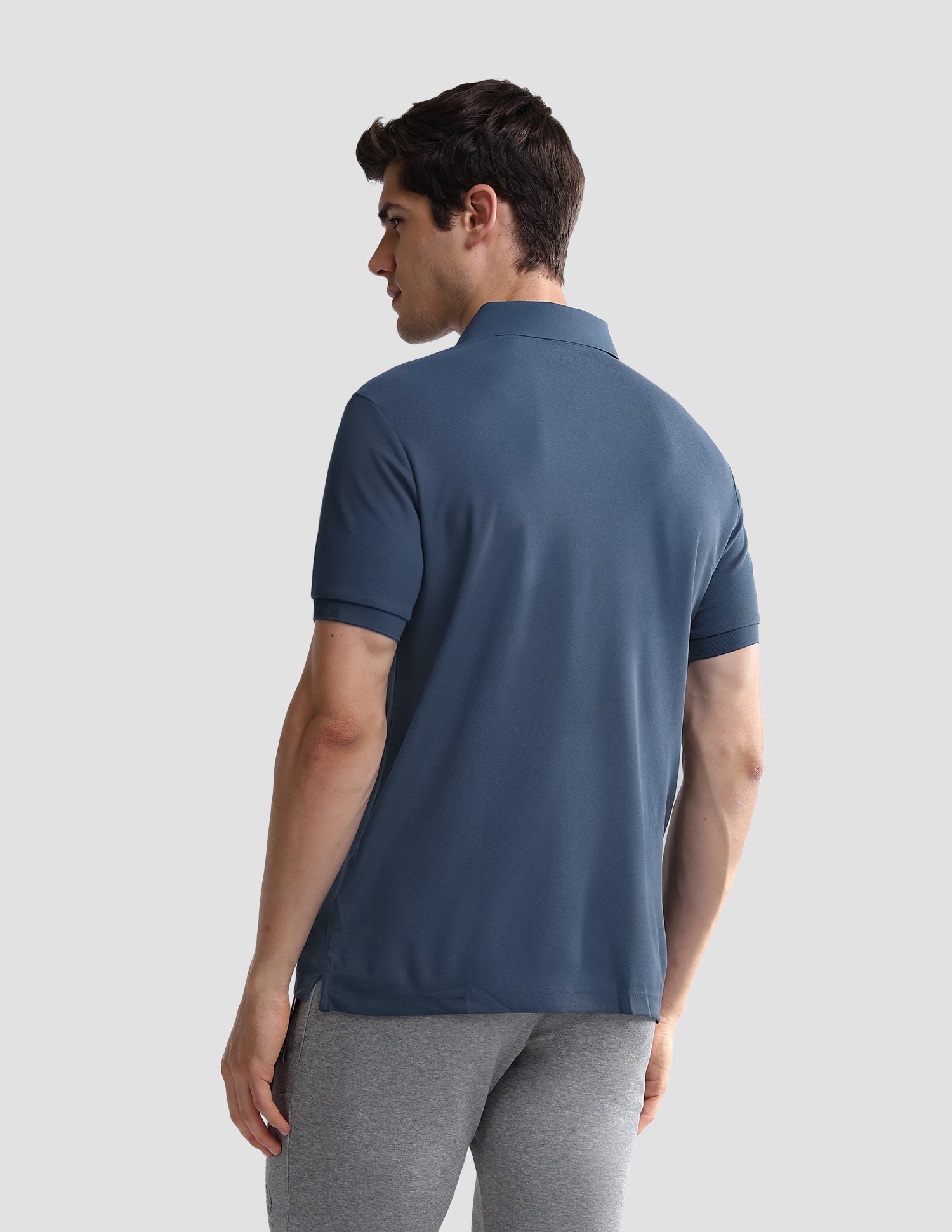 Solid Slim Fit Active Polo Shirt Blue - U.S. Polo Assn. India | Large