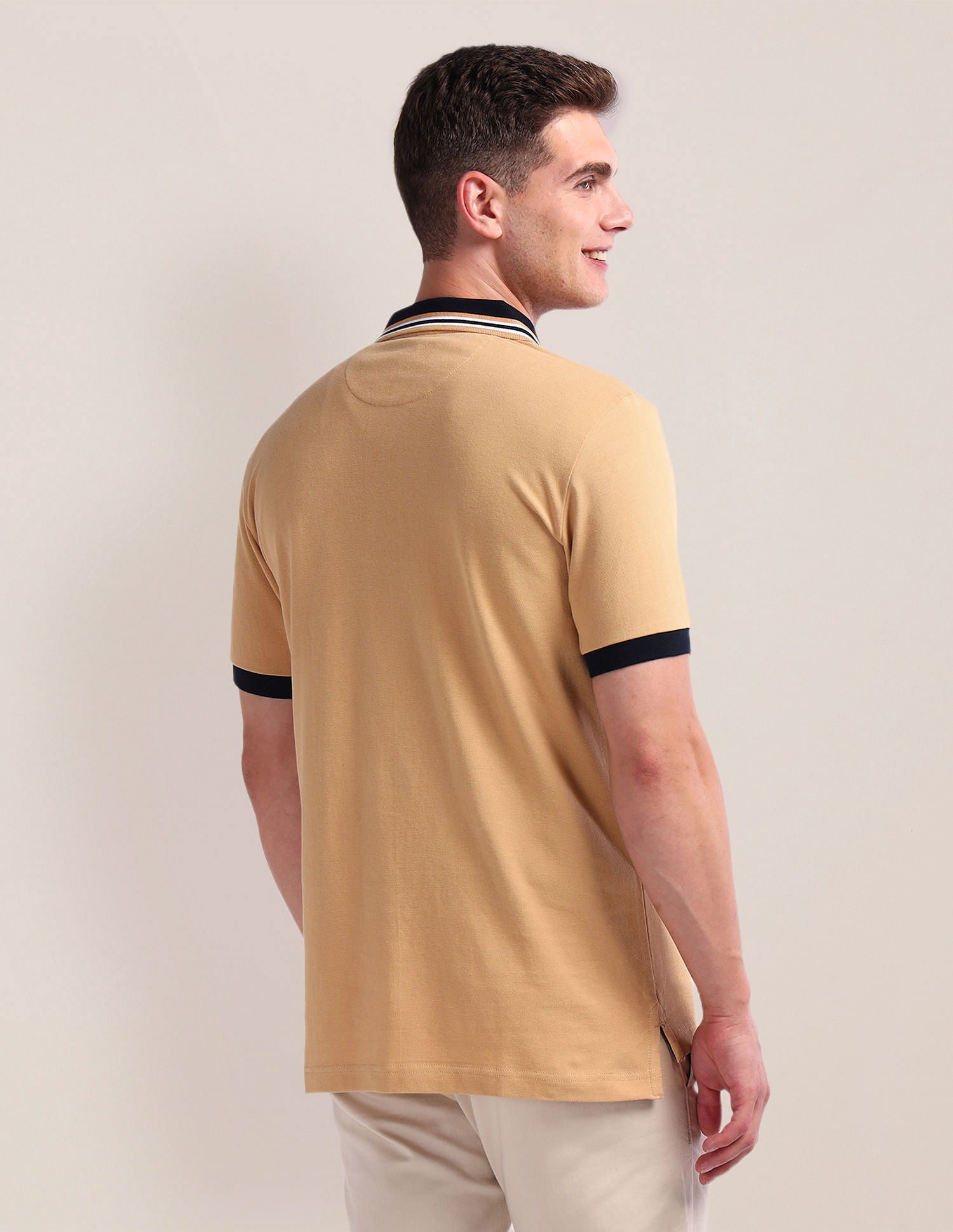 Slim Pique Polo Shirt Beige - U.S. Polo Assn. India | Large