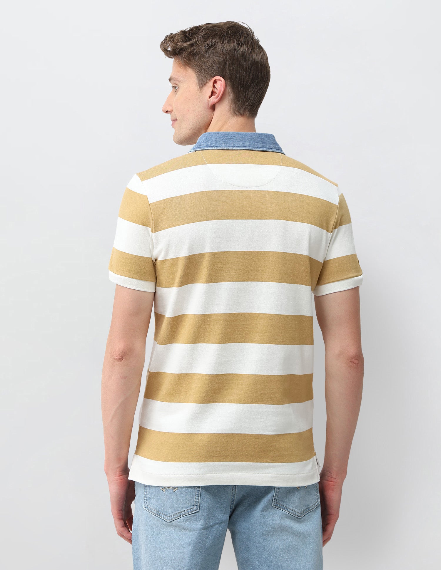Horizontal Striped Muscle Fit Polo Shirt Mustard - U.S. Polo Assn. India | Large