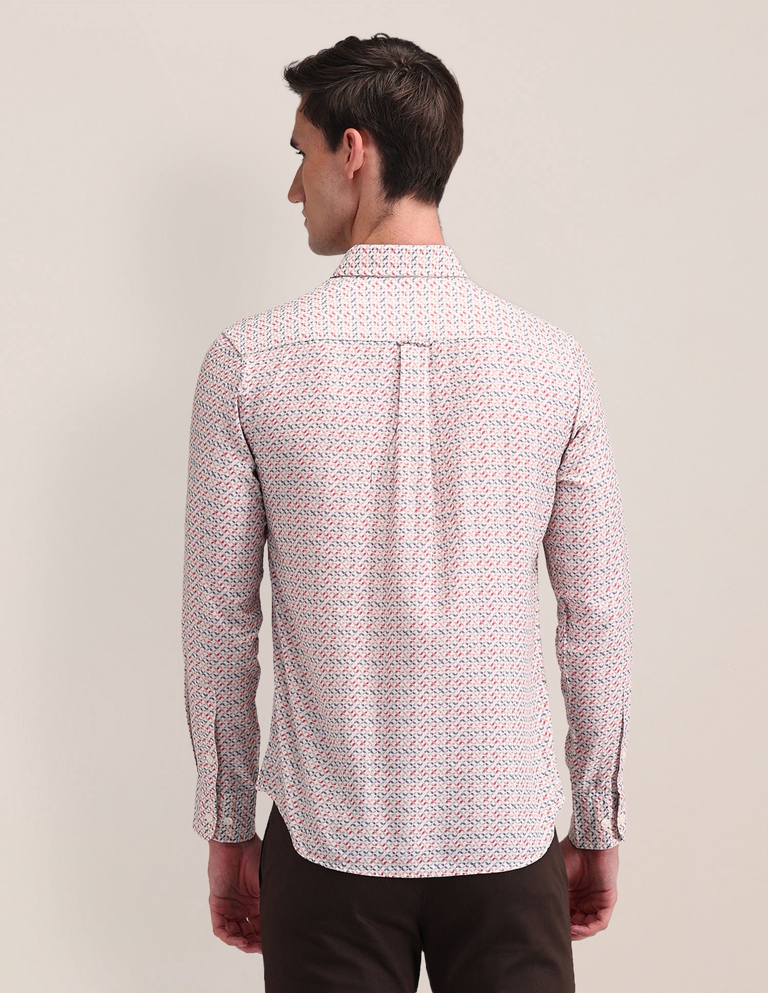 Tailored Fit Geometric Shirt Peach - U.S. Polo Assn. India | Large