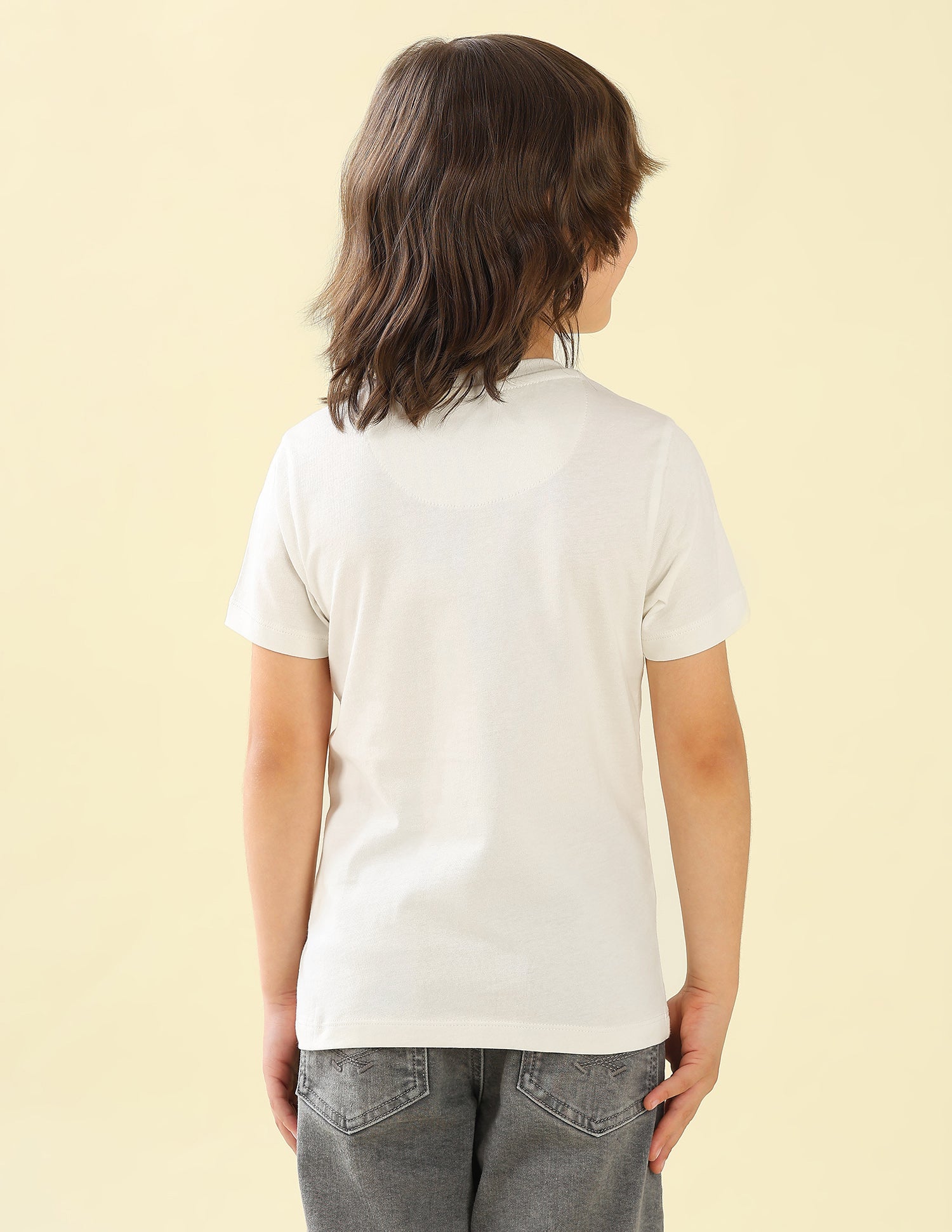 Solid Regular Fit T-Shirt Ivory - U.S. Polo Assn. India | Large