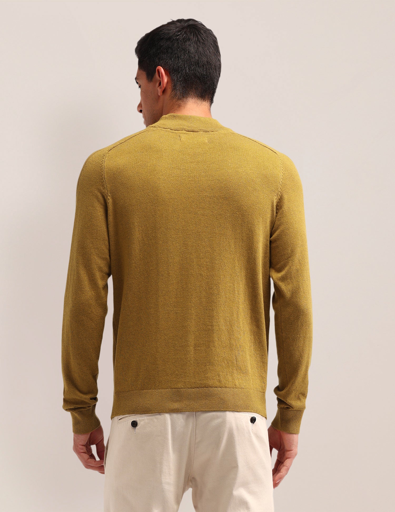 Textured Regular Fit Sweater Mustard - U.S. Polo Assn. India | Large