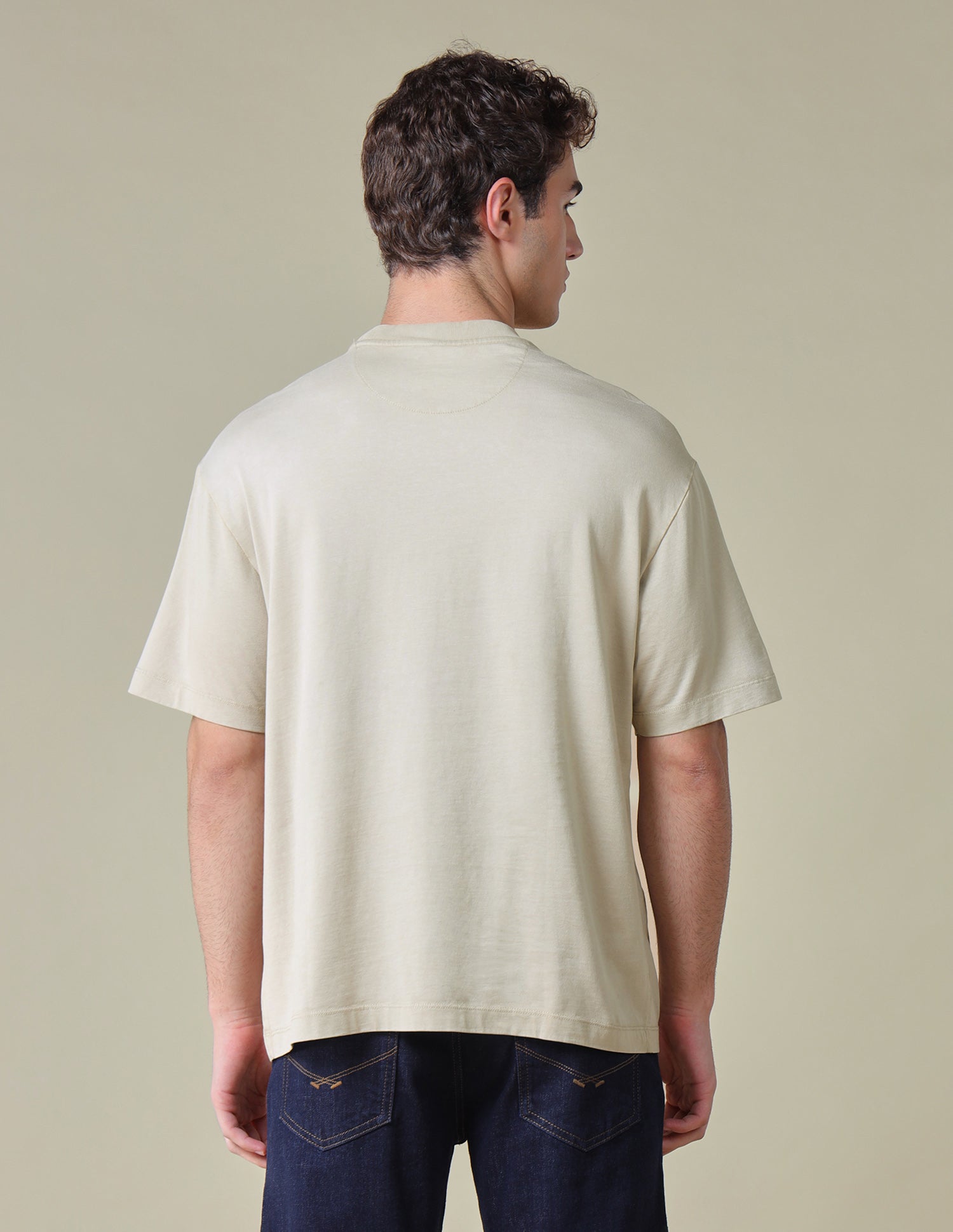 Typographic Brand Printed Relaxed Fit T-Shirt Khaki - U.S. Polo Assn. India | Large
