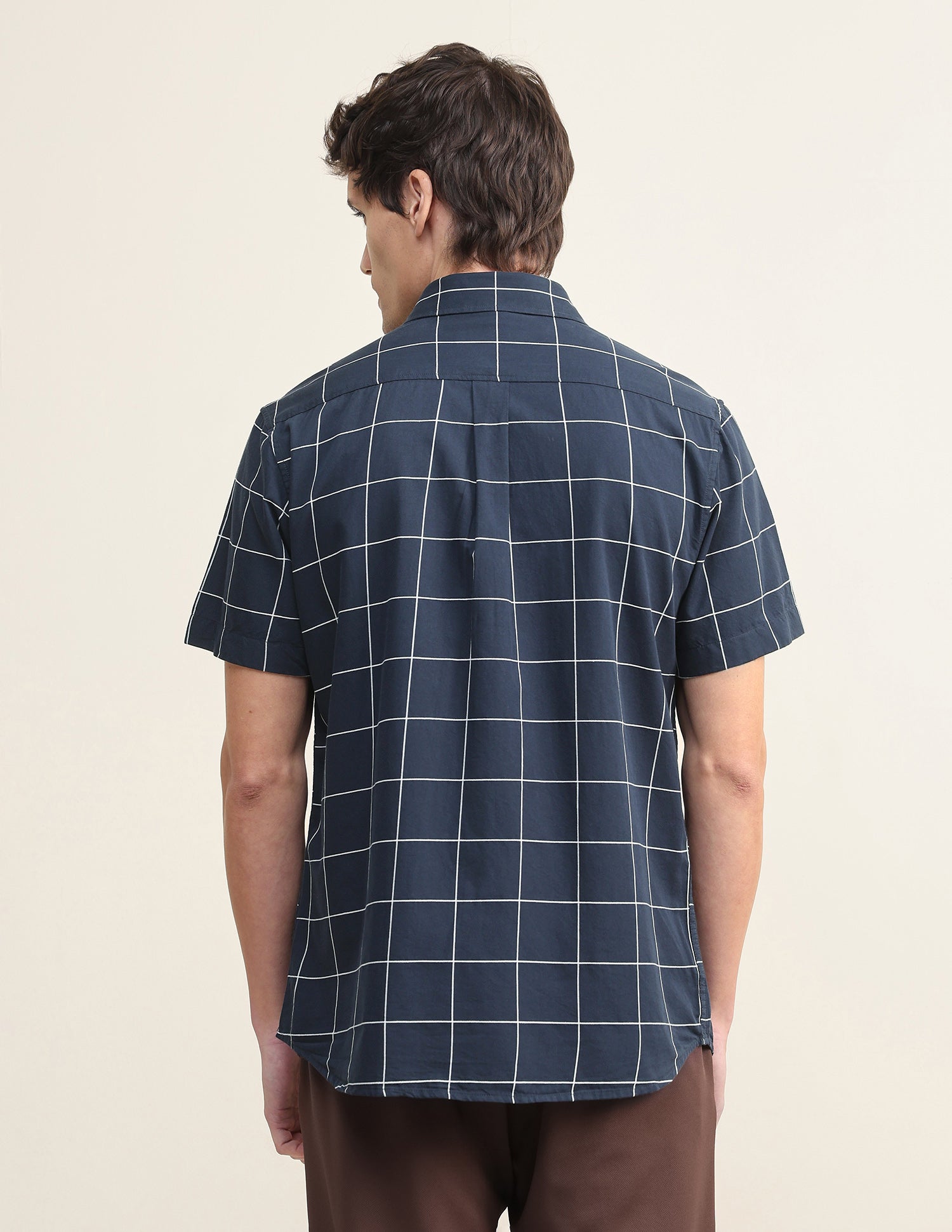 Windowpane Checked Twill Shirt Navy - U.S. Polo Assn. India | Large