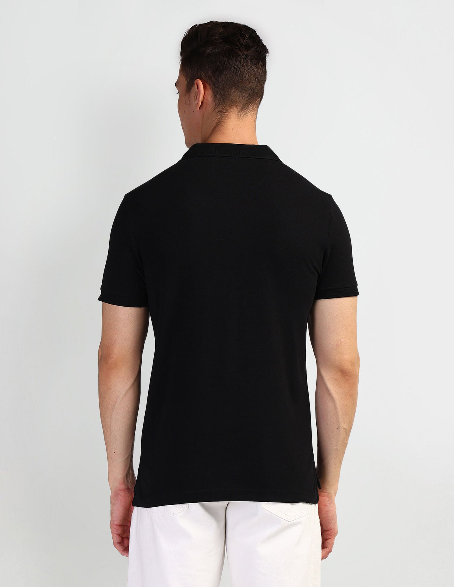 Brand Print Muscle Fit Polo Shirt Black - U.S. Polo Assn. India | Large