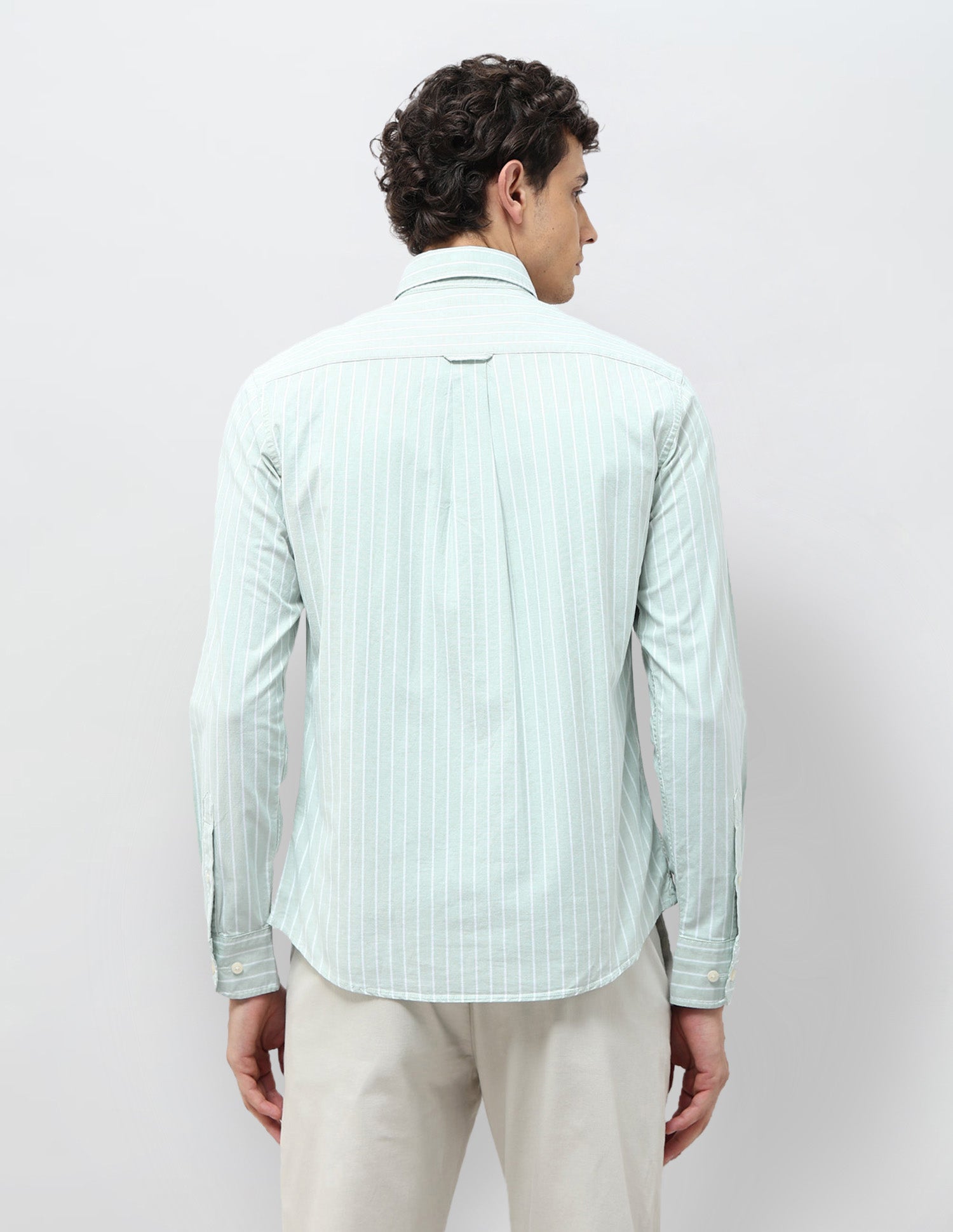 Vertical Striped Tailored Fit Shirt Light Green - U.S. POLO ASSN. | Large