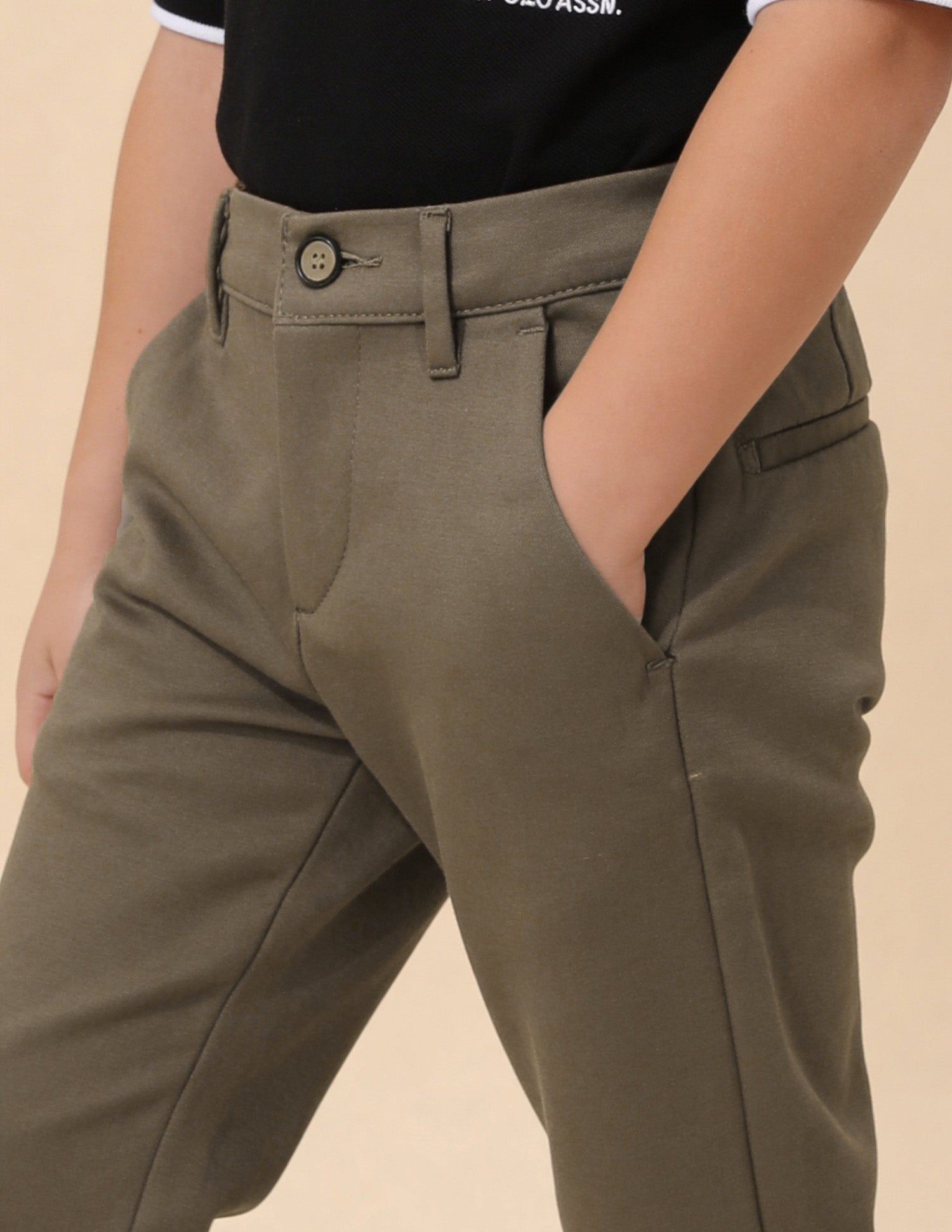 Mid Rise Slim Fit Trousers Khaki - U.S. Polo Assn. India | Large