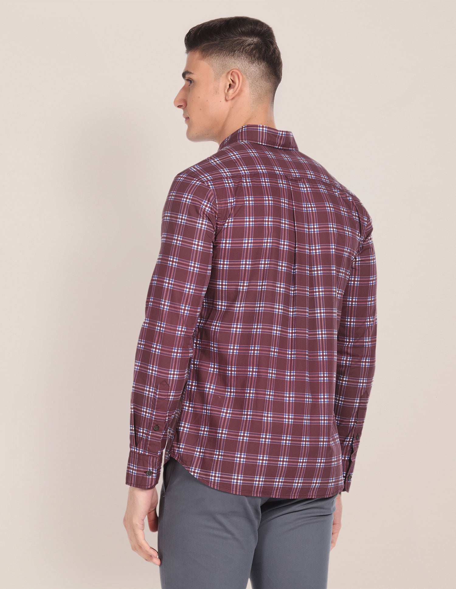 Spread Collar Twill Shirt Maroon - U.S. Polo Assn. India | Large