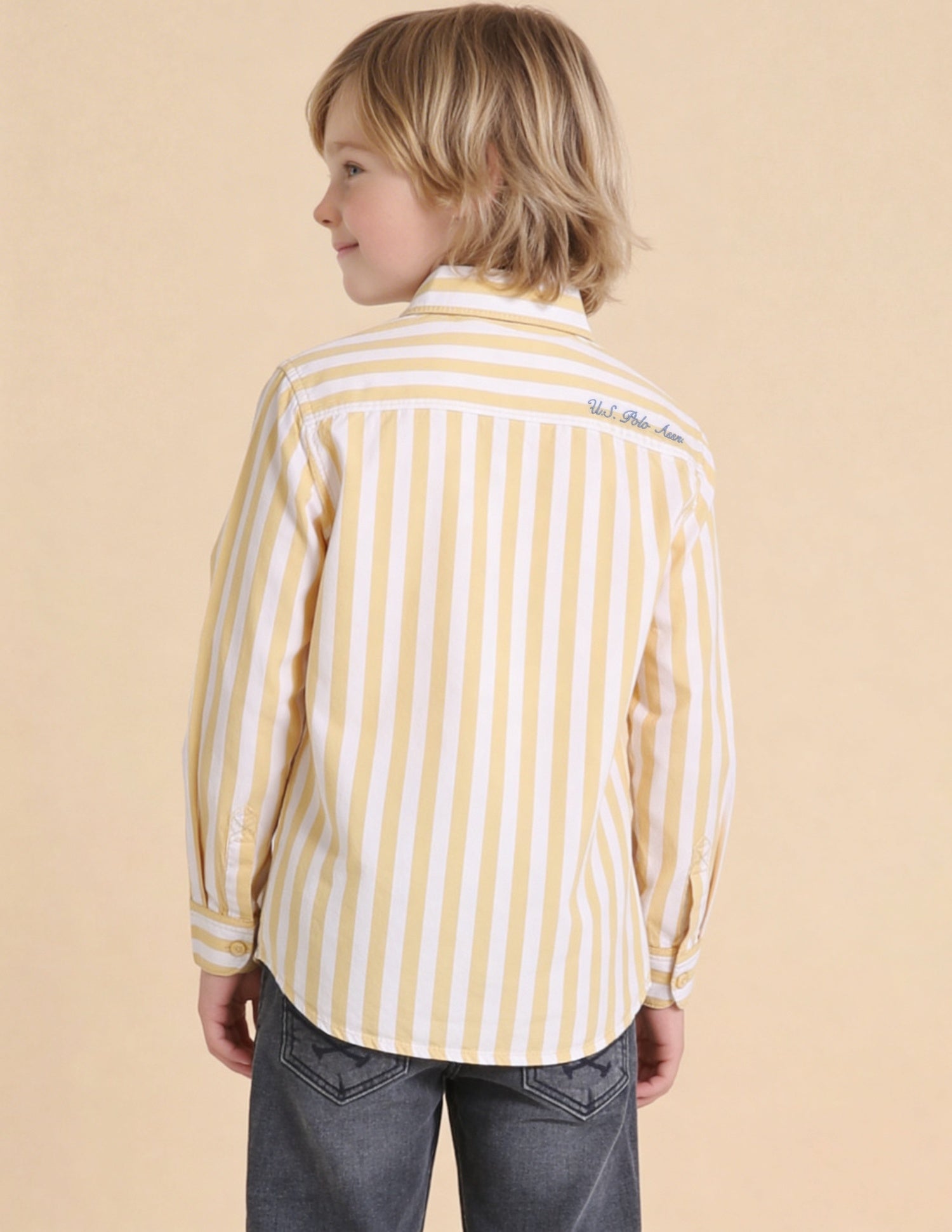 Vertical Striped Regular Fit Shirt Yellow - U.S. Polo Assn. India | Large