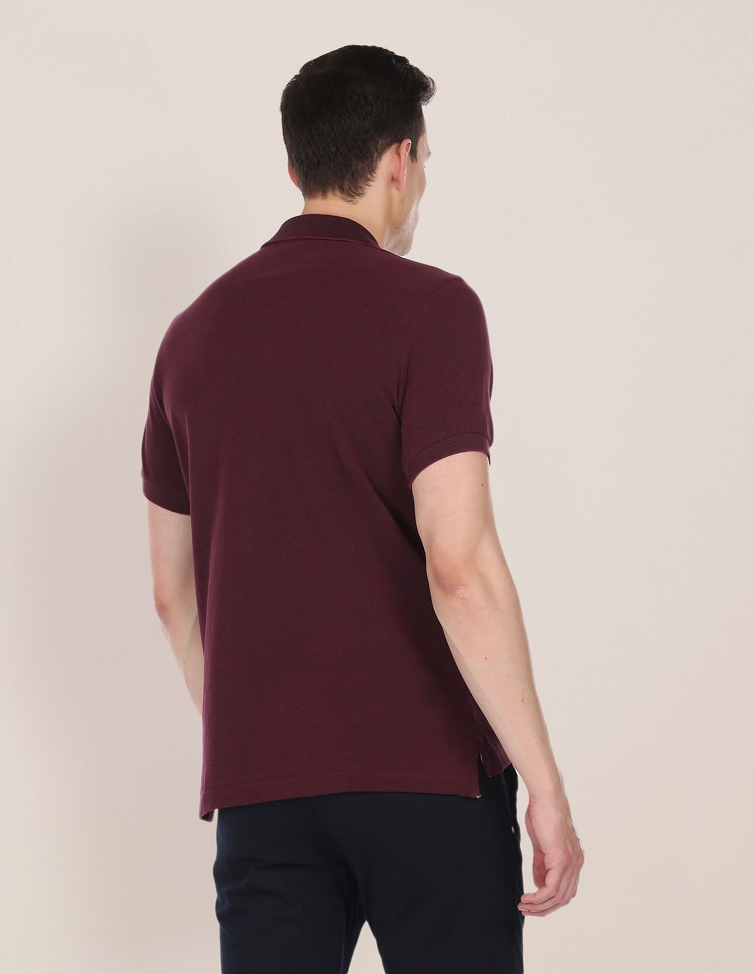 Pure Cotton Solid Polo Shirt Maroon - U.S. Polo Assn. India | Large