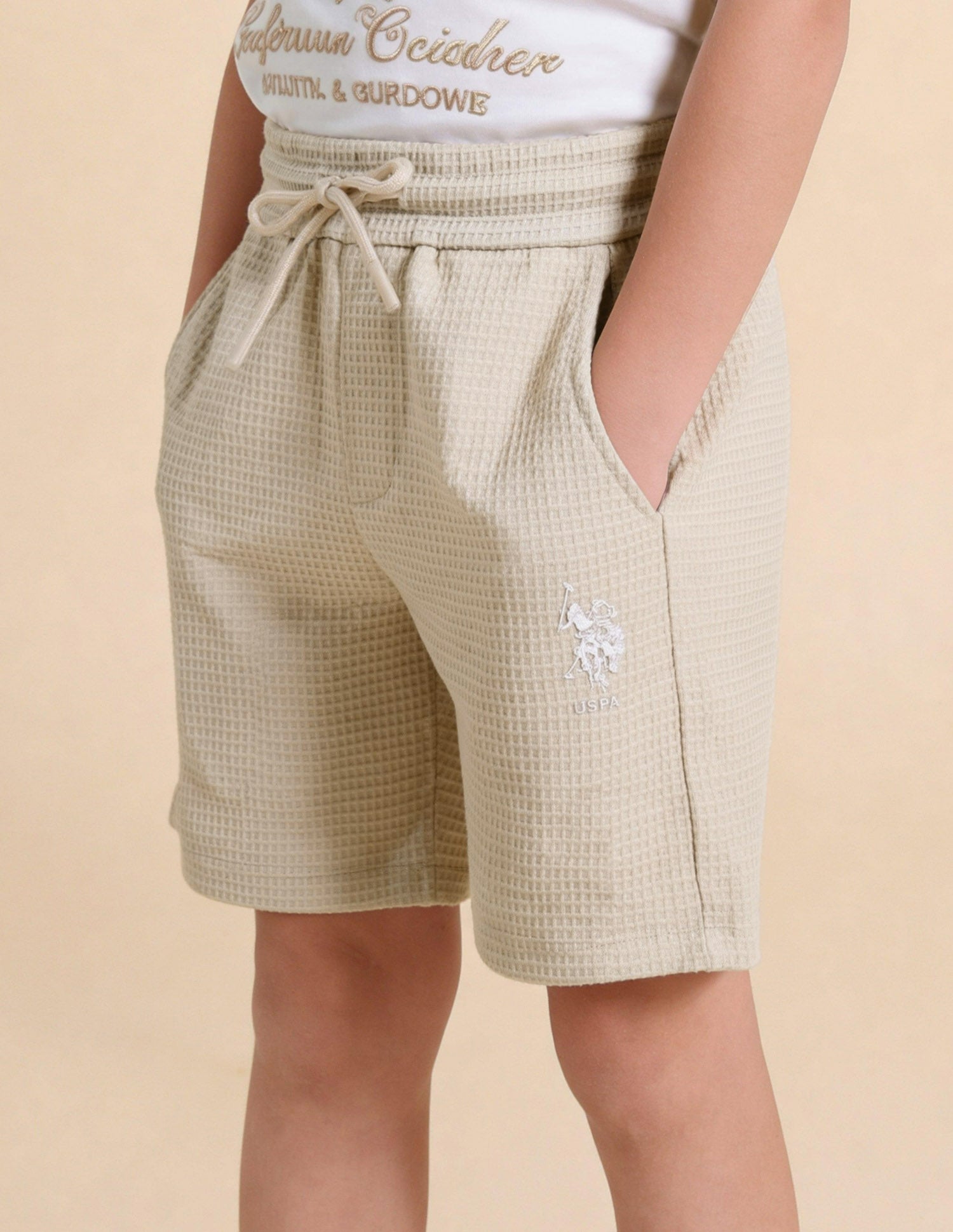 Textured Regular Fit Shorts Beige - U.S. Polo Assn. India | Large