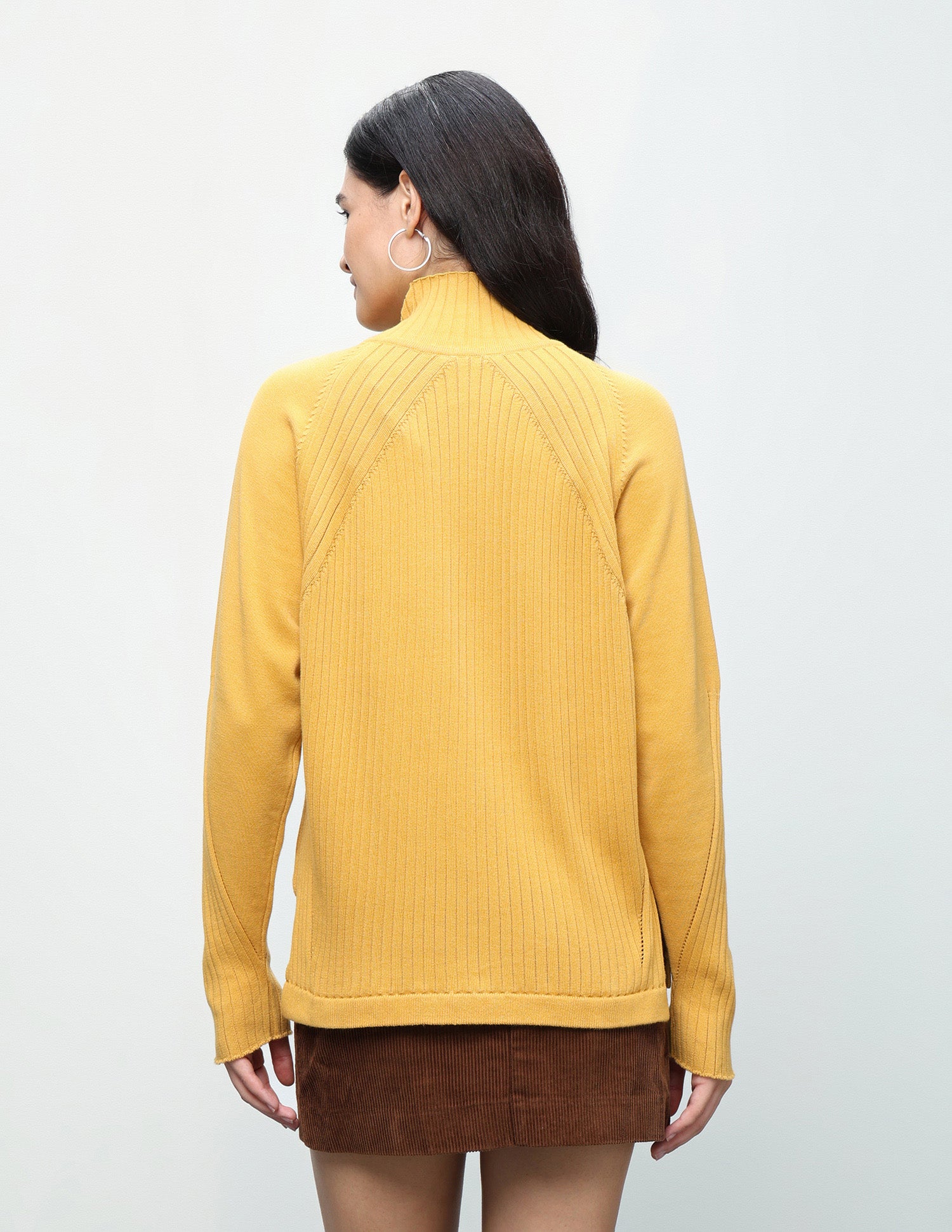Patterned Knit Regular Fit Sweater Mustard - U.S. Polo Assn. India | Large