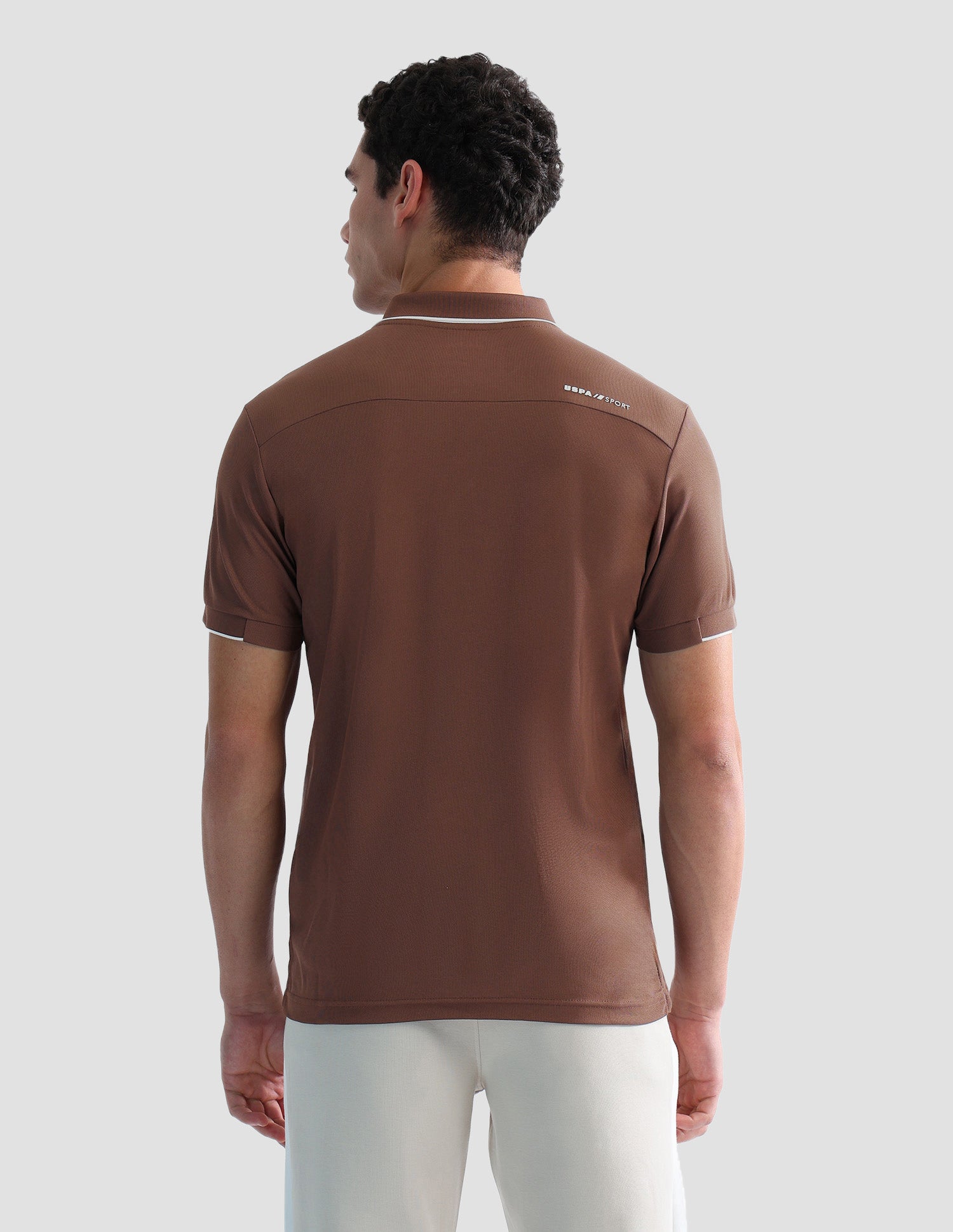 Solid Slim Fit Active Polo Shirt Brown - U.S. POLO ASSN. | Large