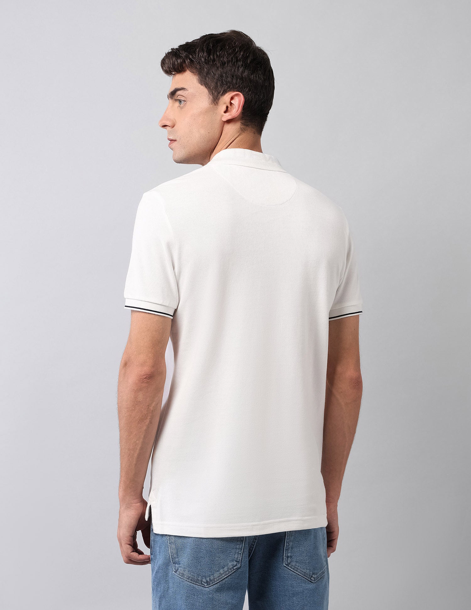 Pure Cotton Solid Polo Shirt Ivory - U.S. Polo Assn. India | Large