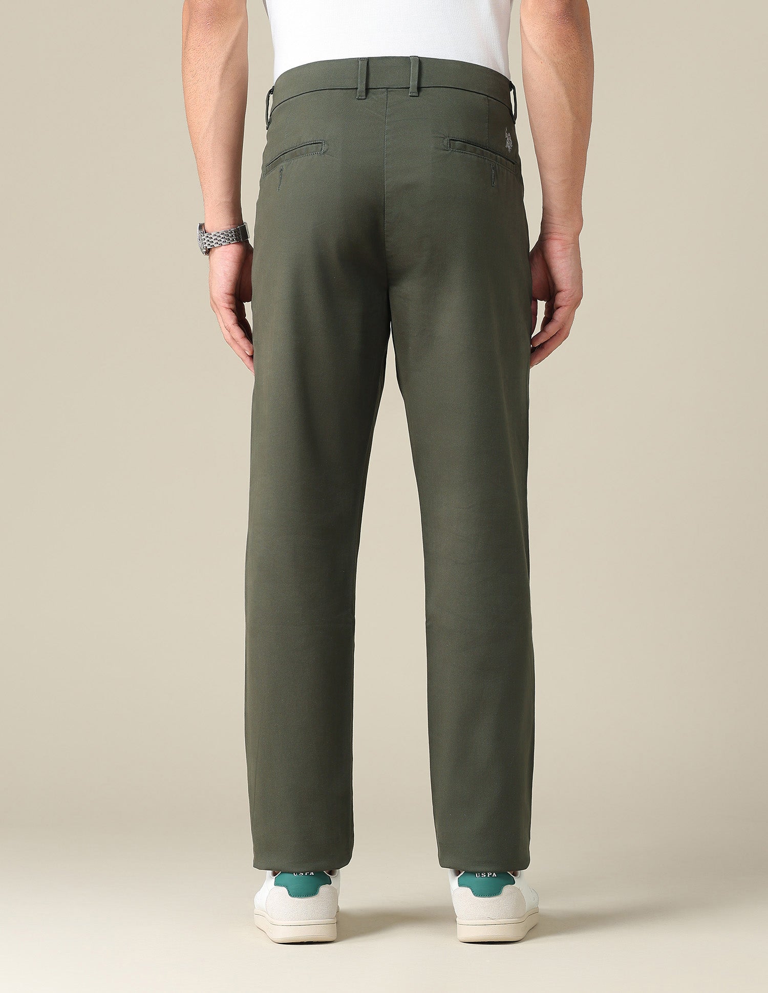 Austin Slim Fit Dobby Trousers Dark Olive - U.S. POLO ASSN. | Large