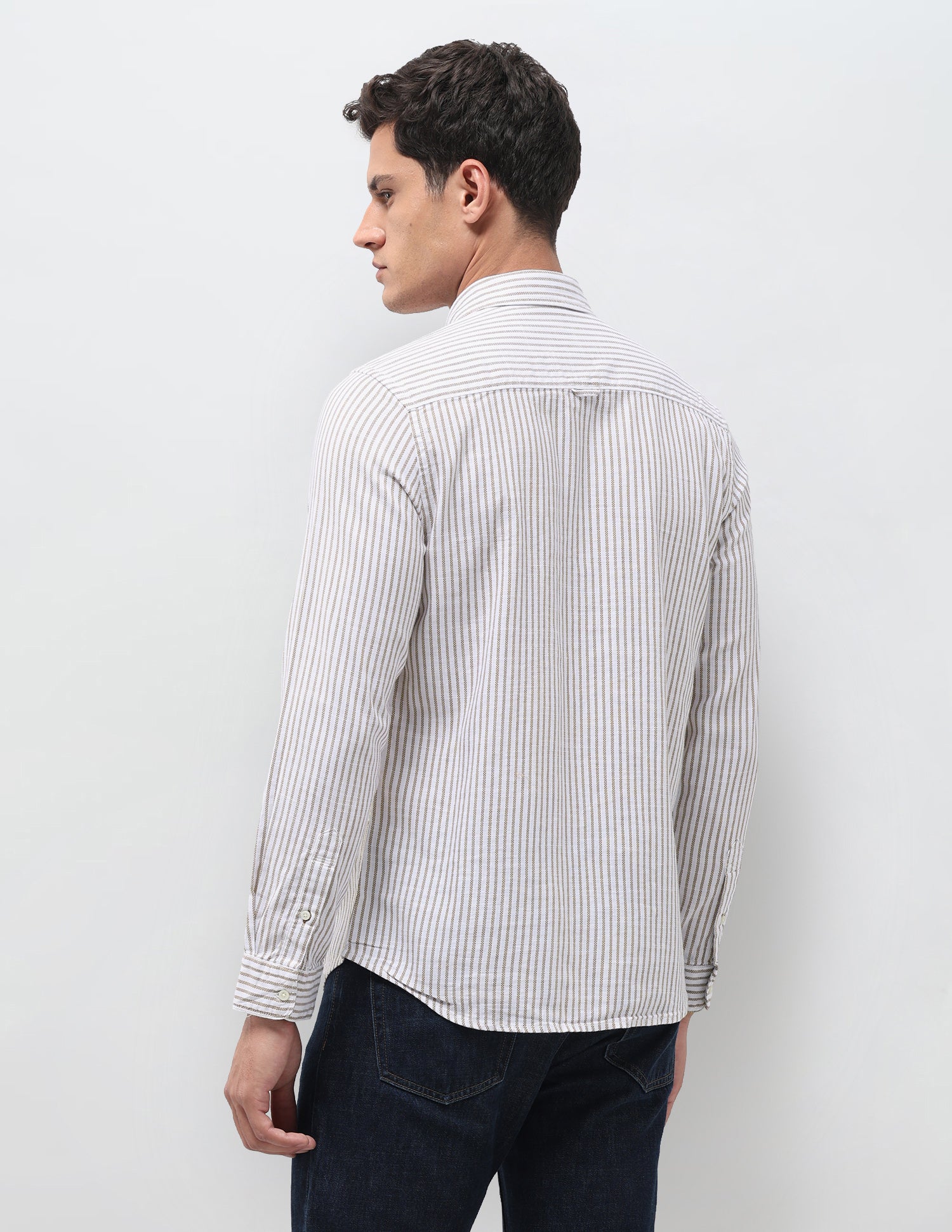 Vertical Striped Seersucker Shirt Ochre - U.S. Polo Assn. India | Large