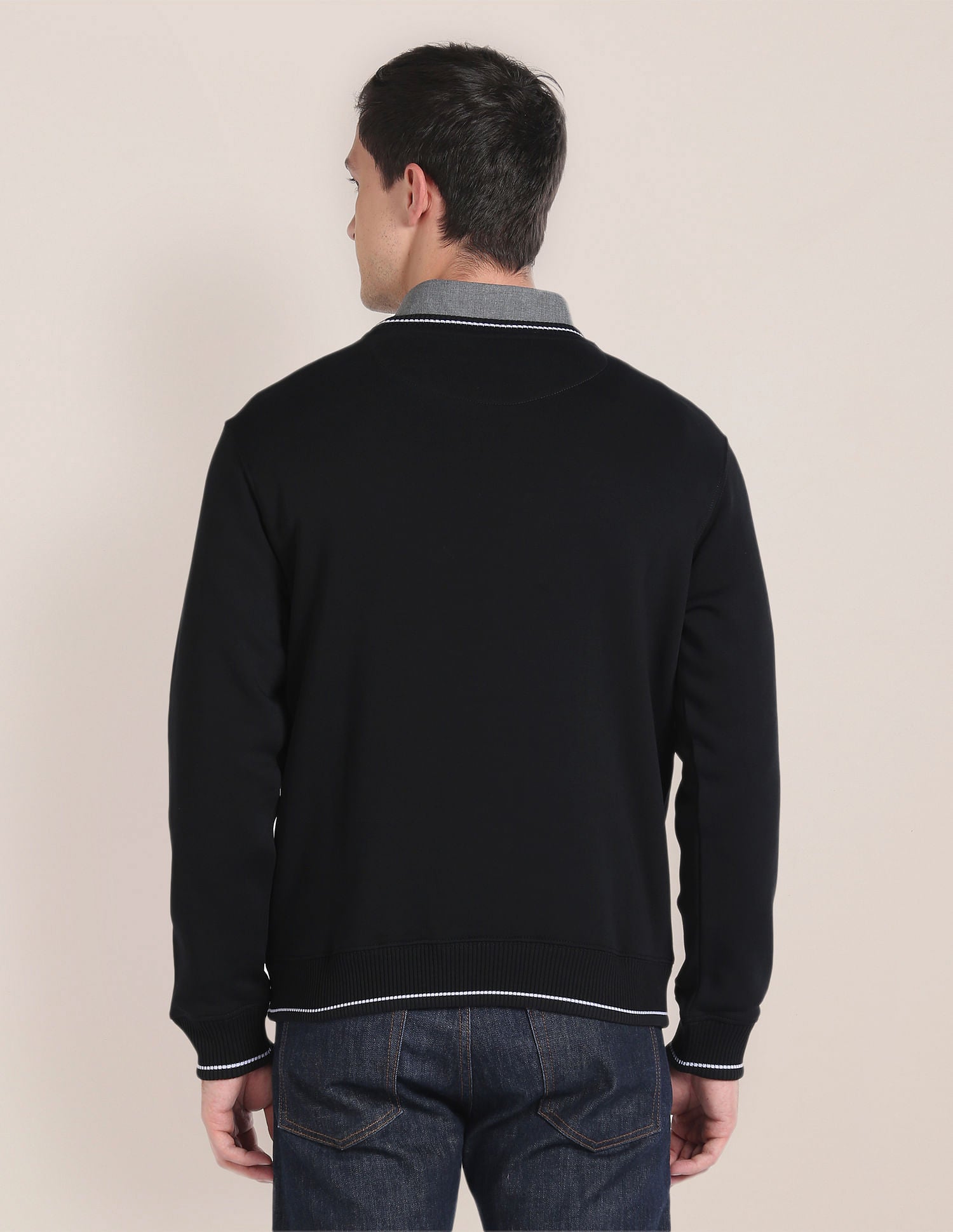 Crew Neck Typographic Print Sweatshirt Black - U.S. POLO ASSN. | Large