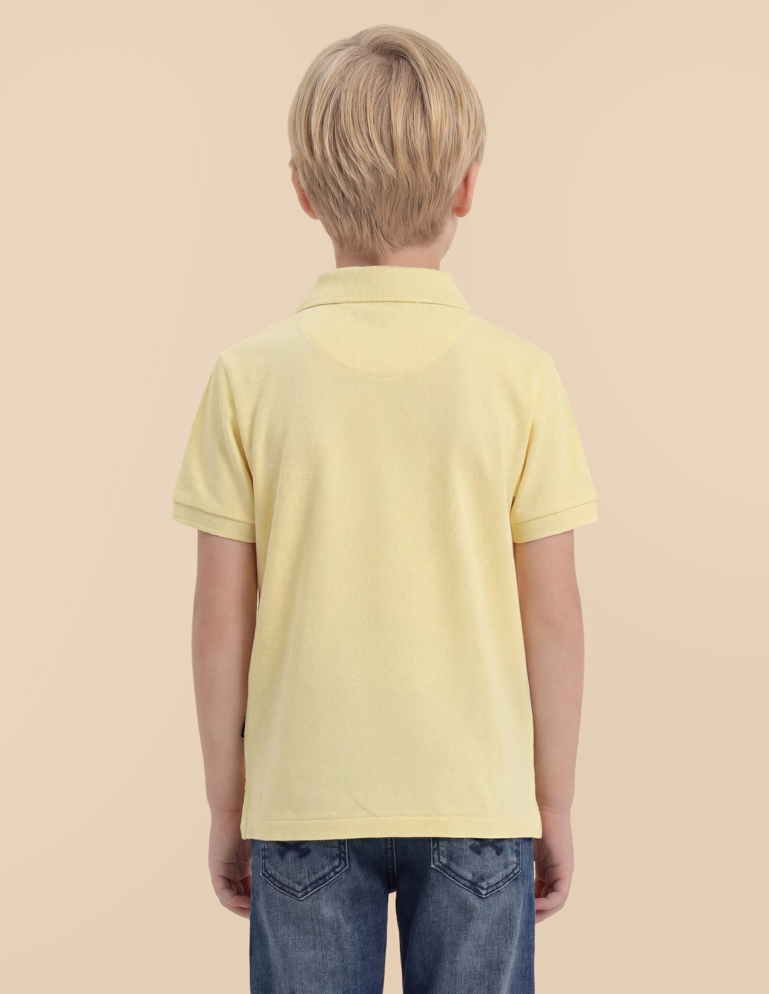 Boys Solid Regular Fit Polo Shirt Light Yellow - U.S. Polo Assn. India | Large