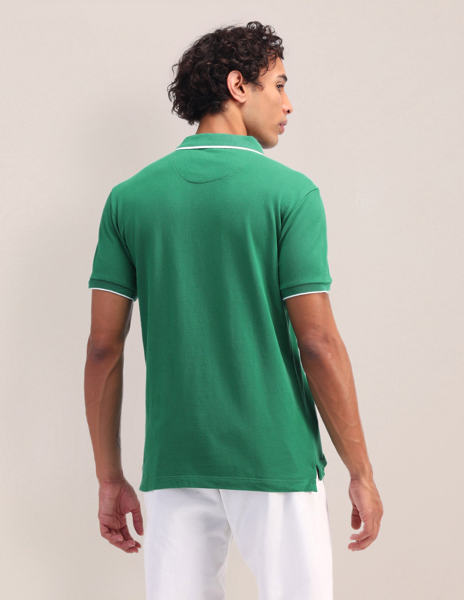 Solid Pattern Slim Fit Polo Shirt Green - U.S. Polo Assn. India | Large