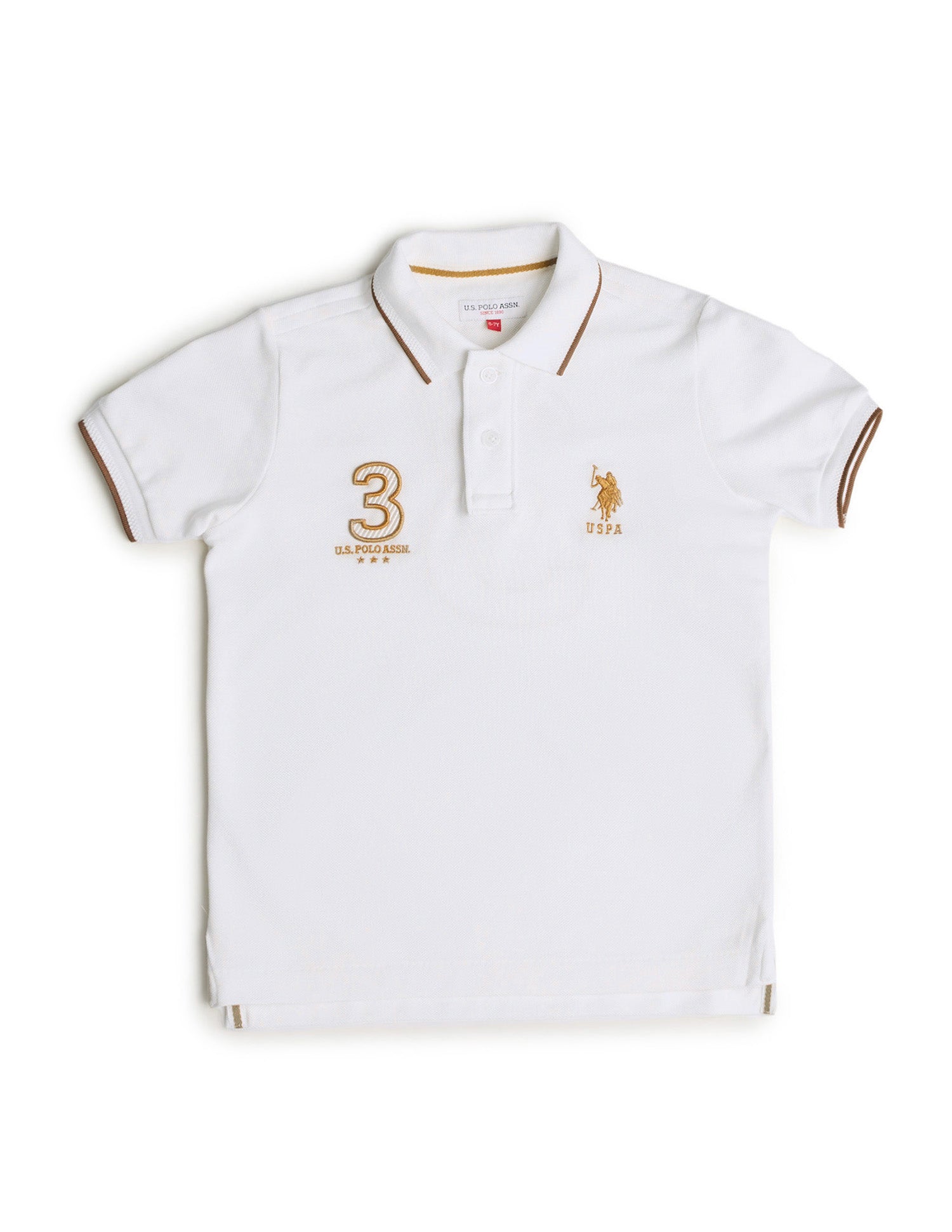 Boys Embroidered Regular Fit Polo Shirt Off White - U.S. POLO ASSN. | Large