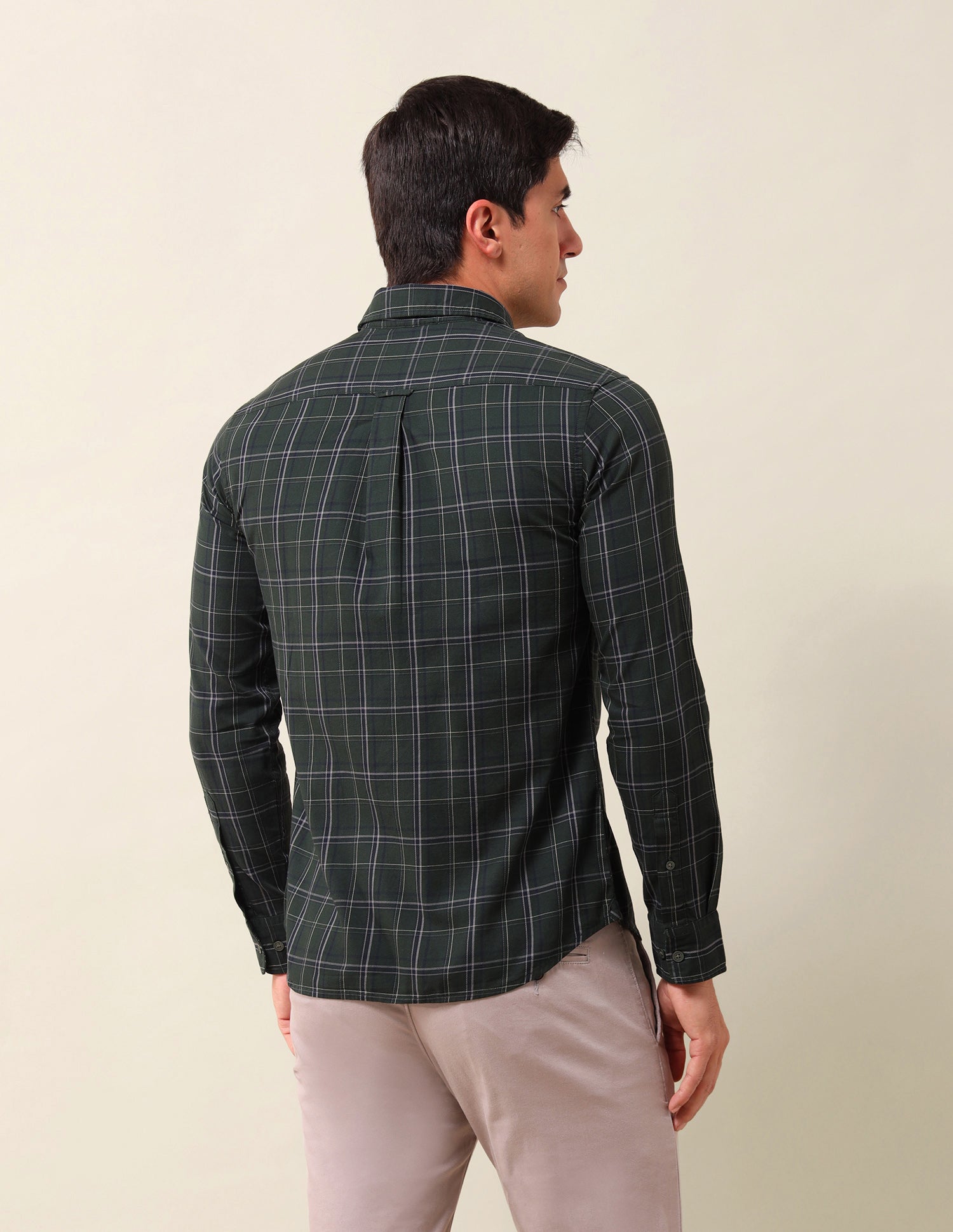 Grid Tattersall Checked Tailored Fit Shirt Dark Green - U.S. POLO ASSN. | Large
