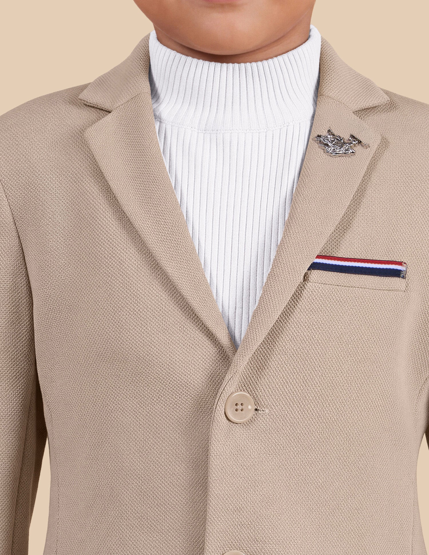 Solid Regular Fit Blazer Beige - U.S. Polo Assn. India | Large