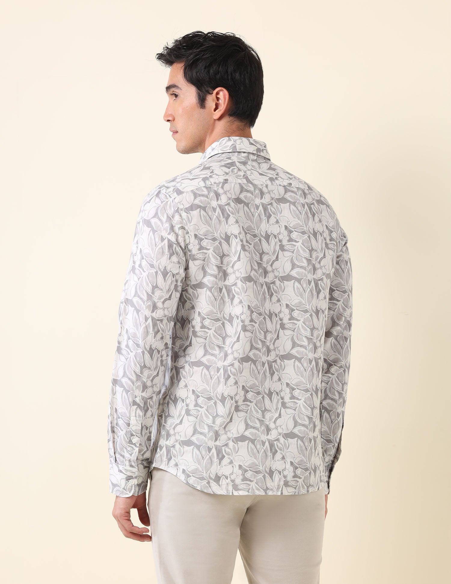 All Over Printed Tailored Fit Shirt Light Grey - U.S. Polo Assn. India | Large