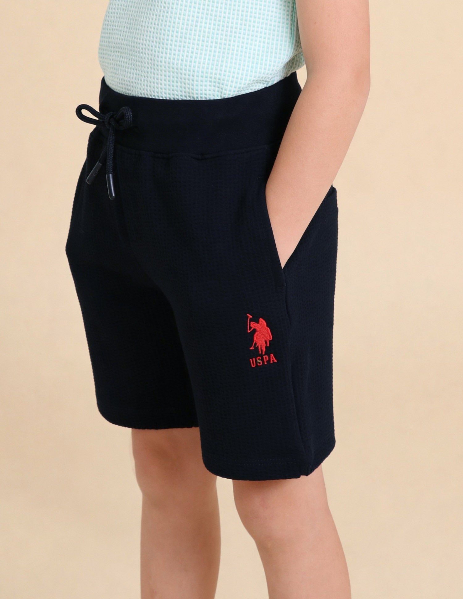 Solid Regular Fit Shorts Navy - U.S. Polo Assn. India | Large