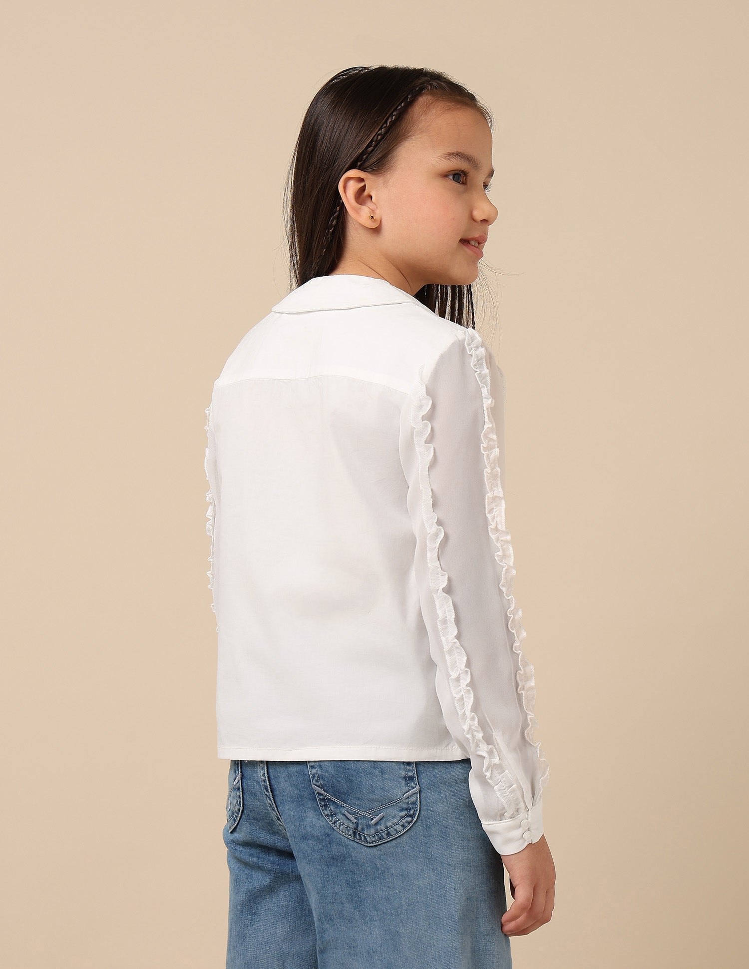 Girls Solid Regular Fit Top Off White - U.S. POLO ASSN. | Large