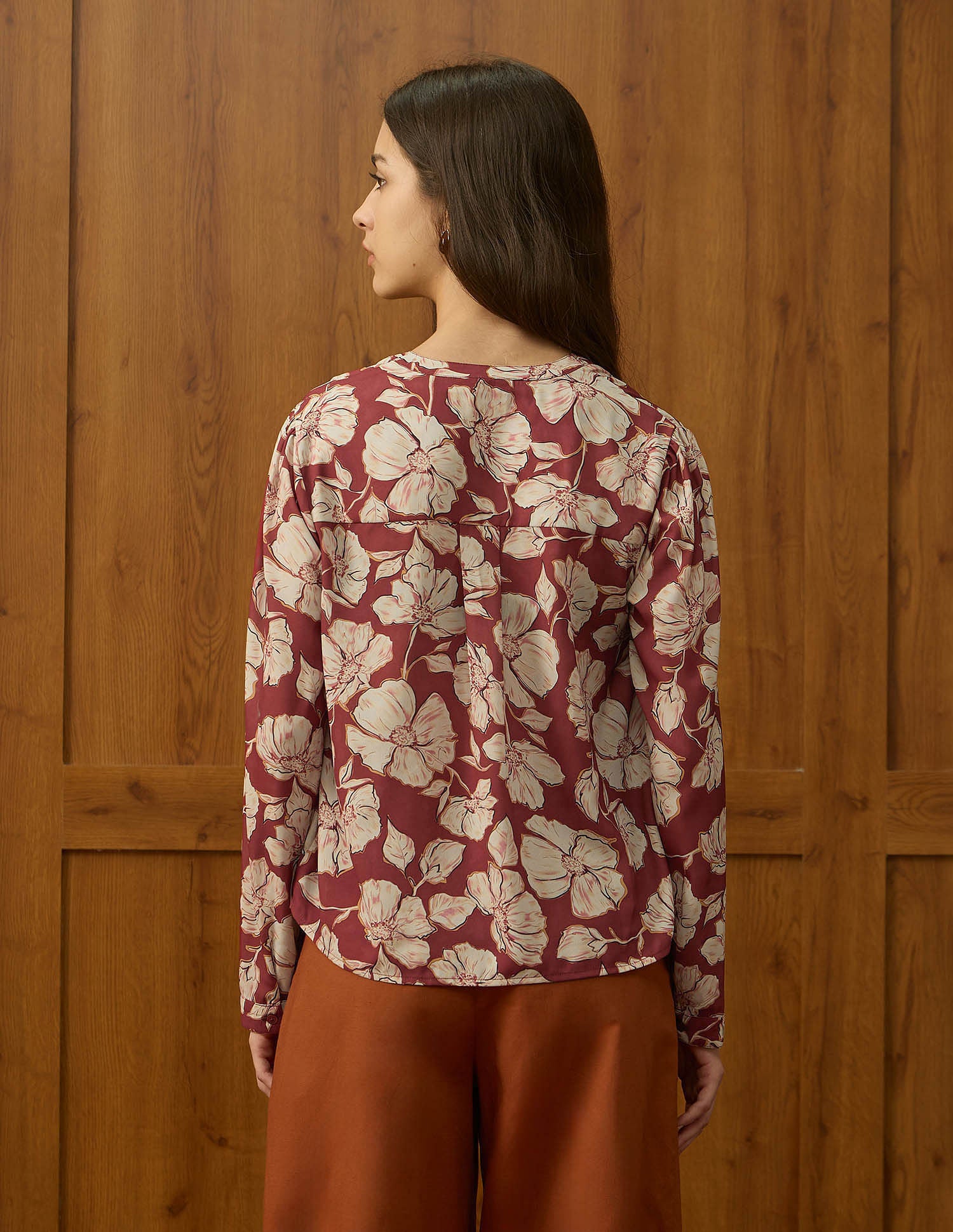 Relaxed Fit Floral Printed Top Brown - U.S. POLO ASSN. | Large