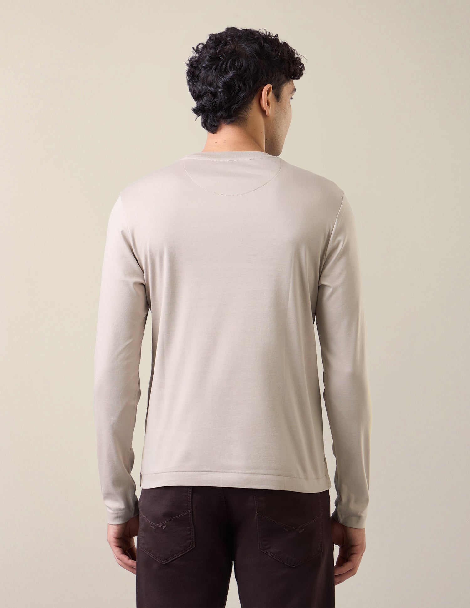 Solid Slim Fit T-Shirt Beige - U.S. Polo Assn. India | Large