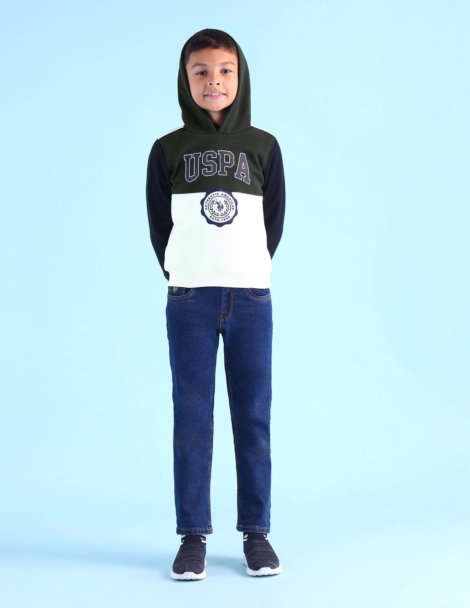 Boys Brand Printed Hooded Sweatshirt Dark Green - U.S. POLO ASSN. | Large