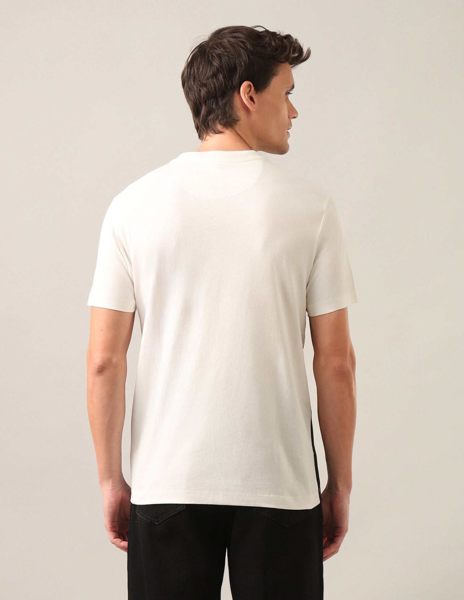 Colourblocked Regular Fit T-Shirt Ivory - U.S. Polo Assn. India | Large