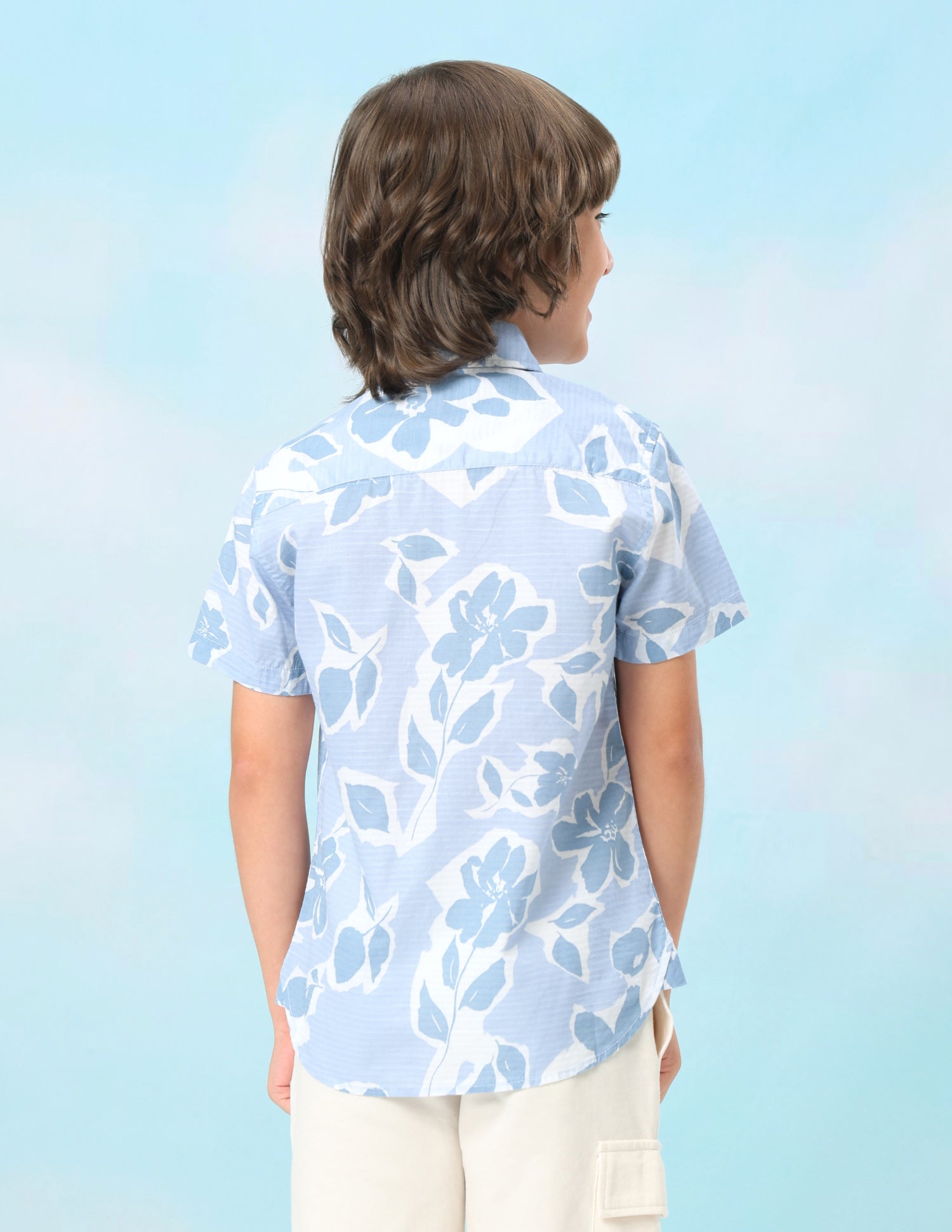 Floral Printed Regular Fit Shirt Light Blue - U.S. Polo Assn. India | Large