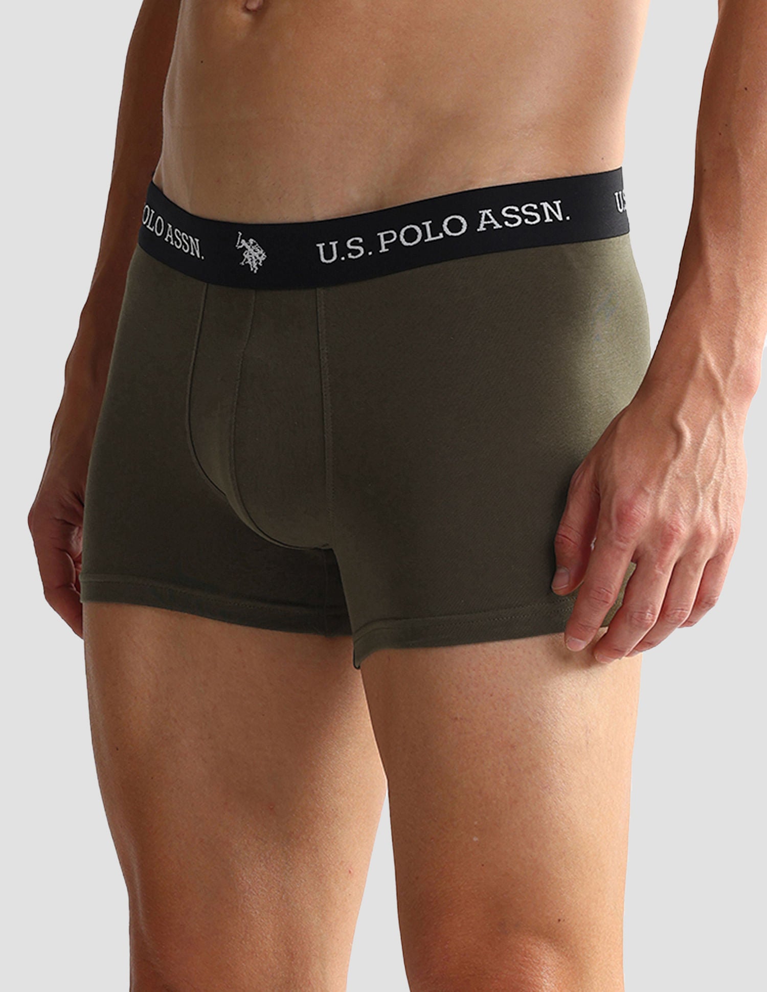 Elastic Waistband Ribbed Solid OET10 Trunks - Pack Of 2 Camo Olive and Dark Olive - U.S. POLO ASSN. | Large