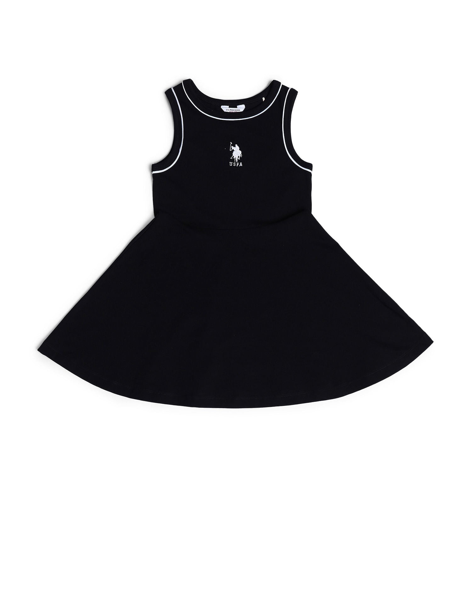 Girls Solid A-line Dress Black - U.S. POLO ASSN. | Large