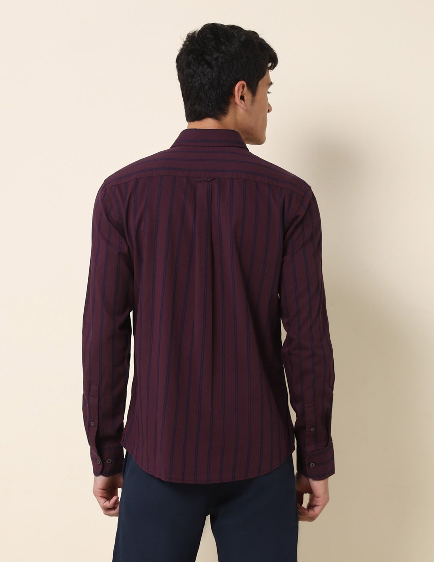 Vertical Striped Tailored Fit Shirt Maroon - U.S. Polo Assn. India | Large