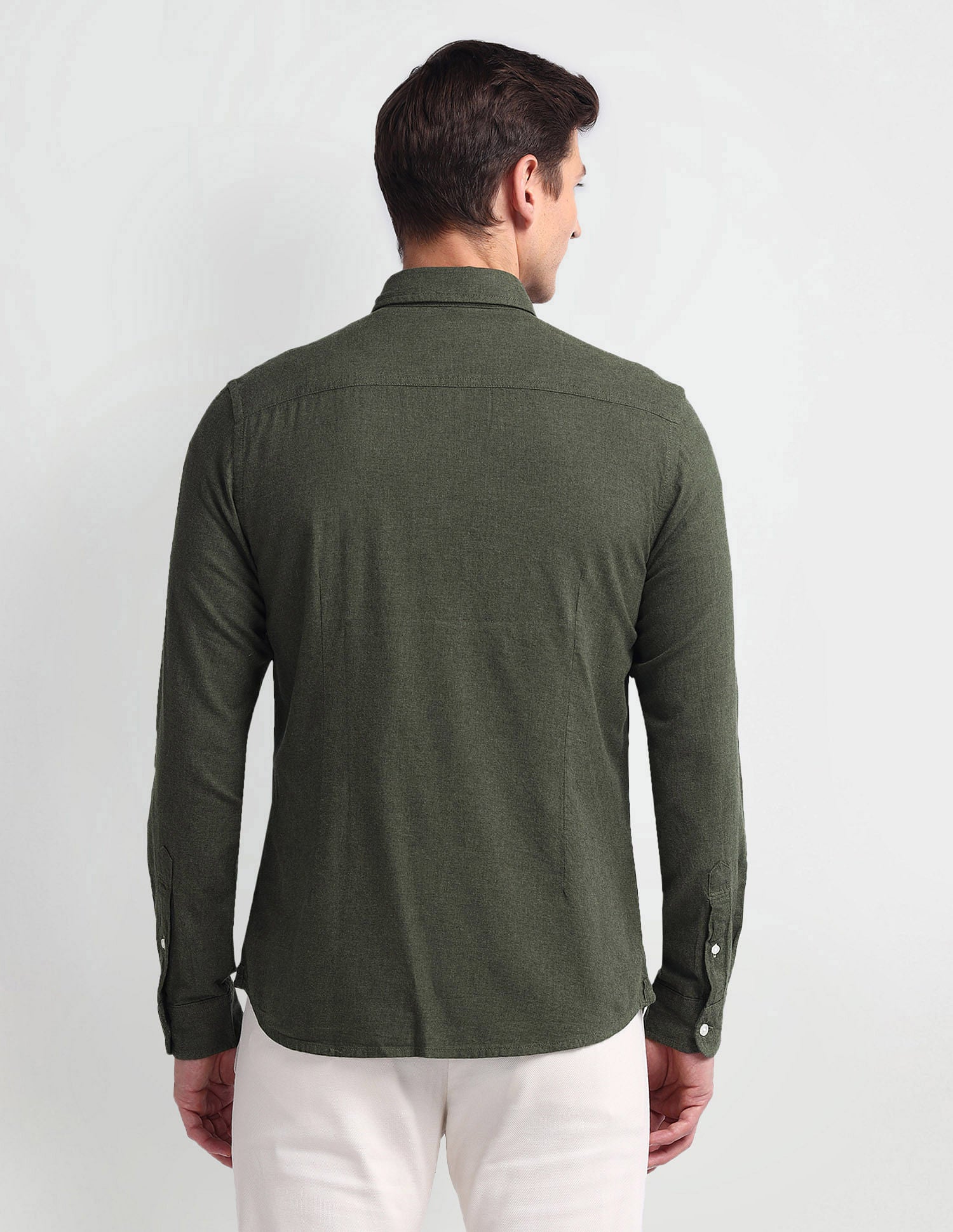 Semi Cutaway Collar Slim Fit Shirt Olive - U.S. Polo Assn. India | Large