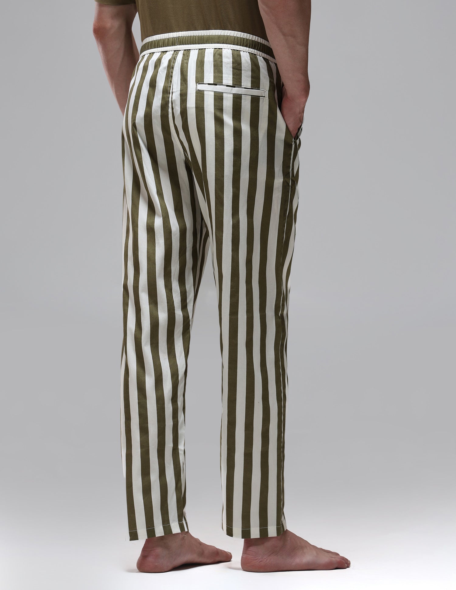 Vertical Striped Mid Rise OELP1 Lounge Pants Olive - U.S. Polo Assn. India | Large