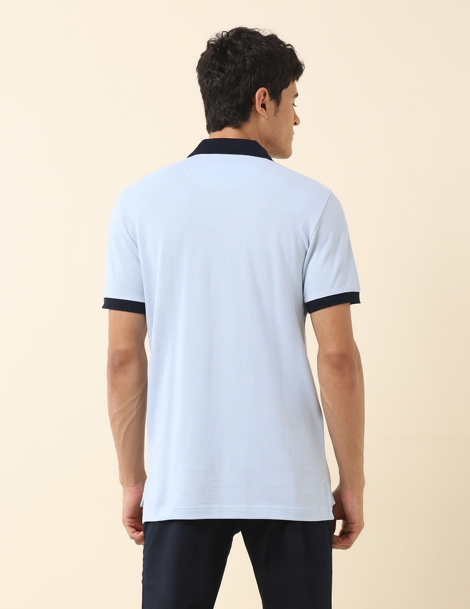 Contrast Collar Slim Fit Polo Shirt Light Blue - U.S. Polo Assn. India | Large