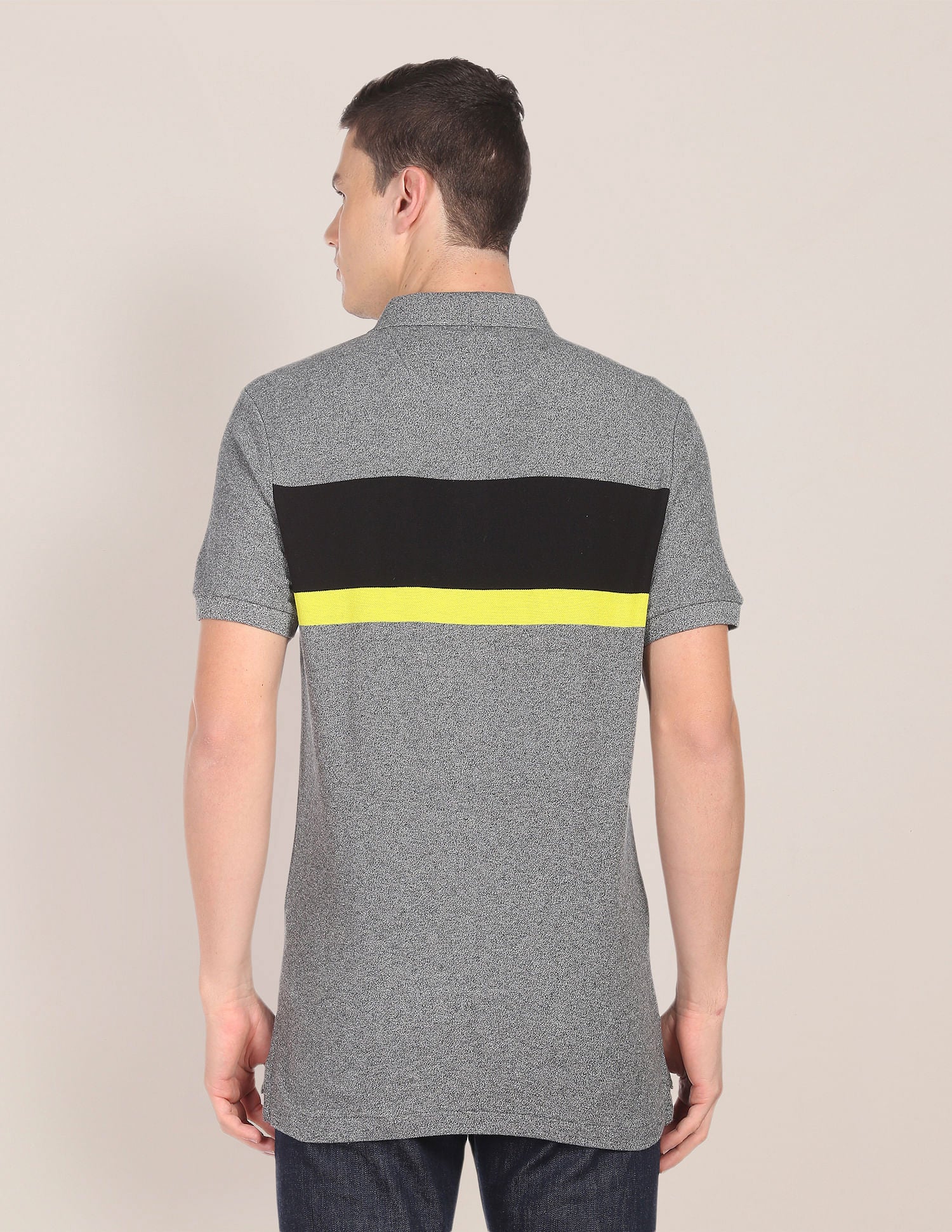 Contrast Stripe Logo Heathered Polo Shirt Grey - U.S. POLO ASSN. | Large