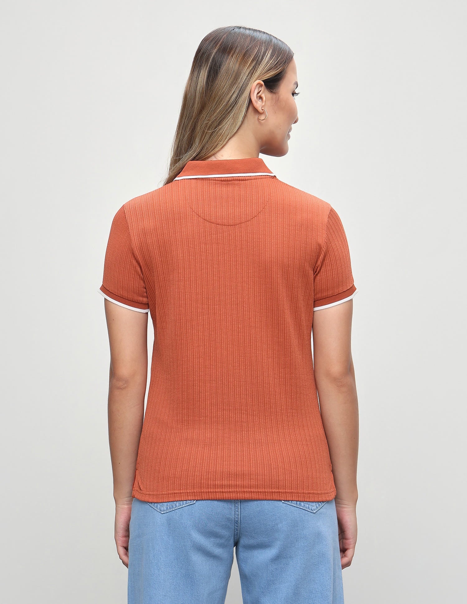 Textured Vertical Striped Regular Fit Polo Shirt Rust - U.S. Polo Assn. India | Large