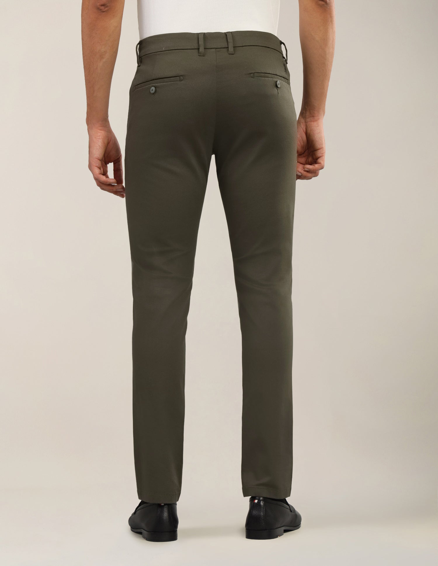 Denver Slim Fit Dobby Trousers Olive - U.S. Polo Assn. India | Large