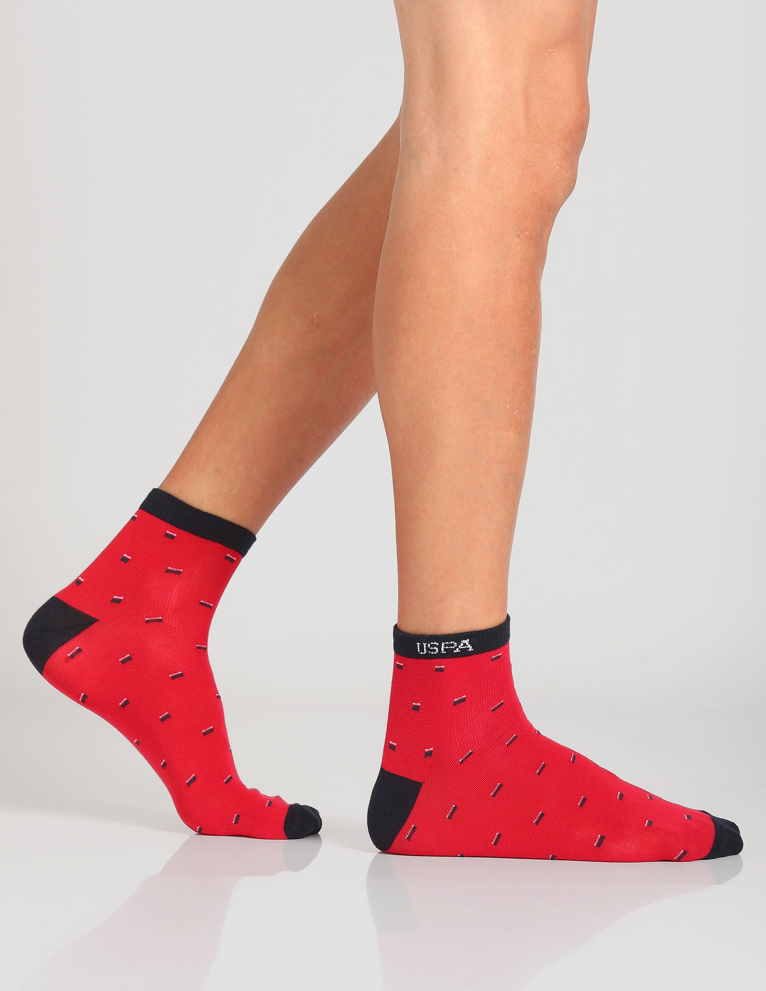 Aloe Finish Ankle Length ES002 Socks - Pack Of 3 White, Set Sail and Red - U.S. POLO ASSN. | Large