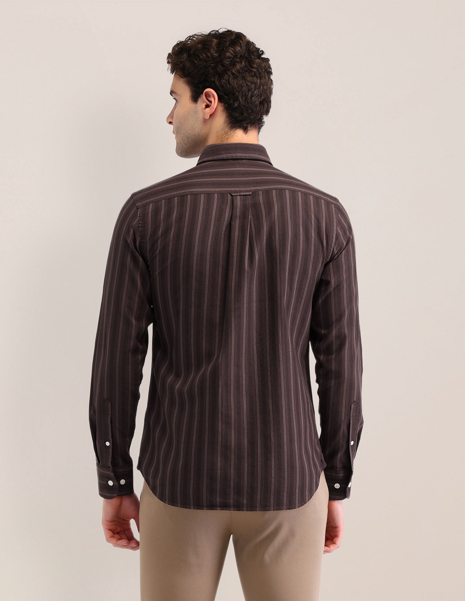 Tailored Fit Oxford Striped Shirt Dark Brown - U.S. POLO ASSN. | Large