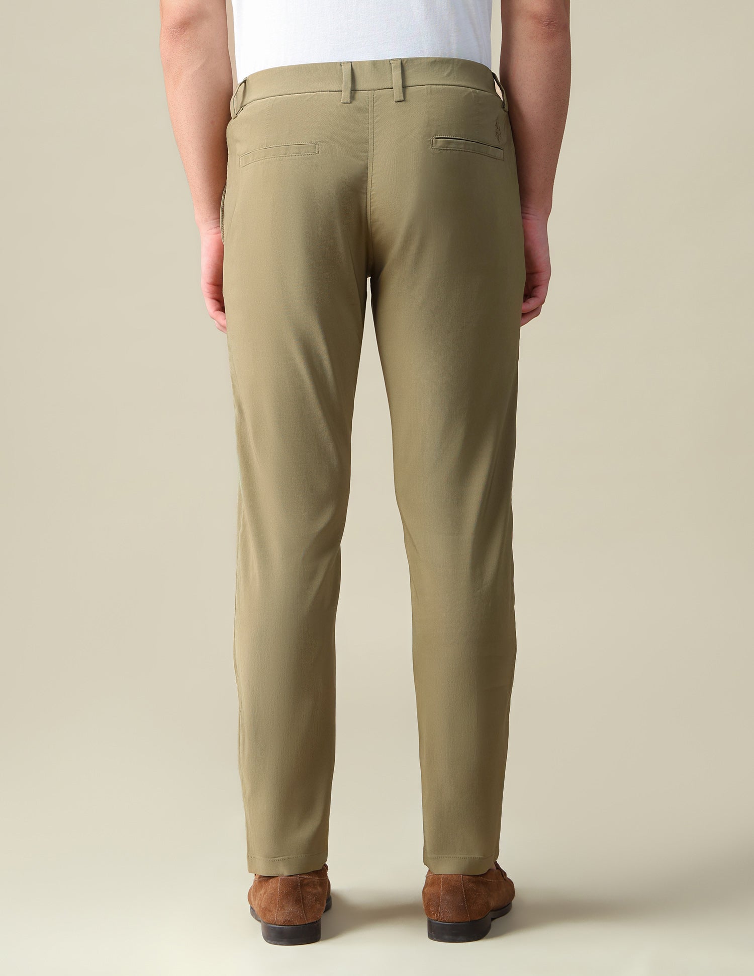 Denver Slim Fit Mid Rise Trousers Khaki - U.S. Polo Assn. India | Large